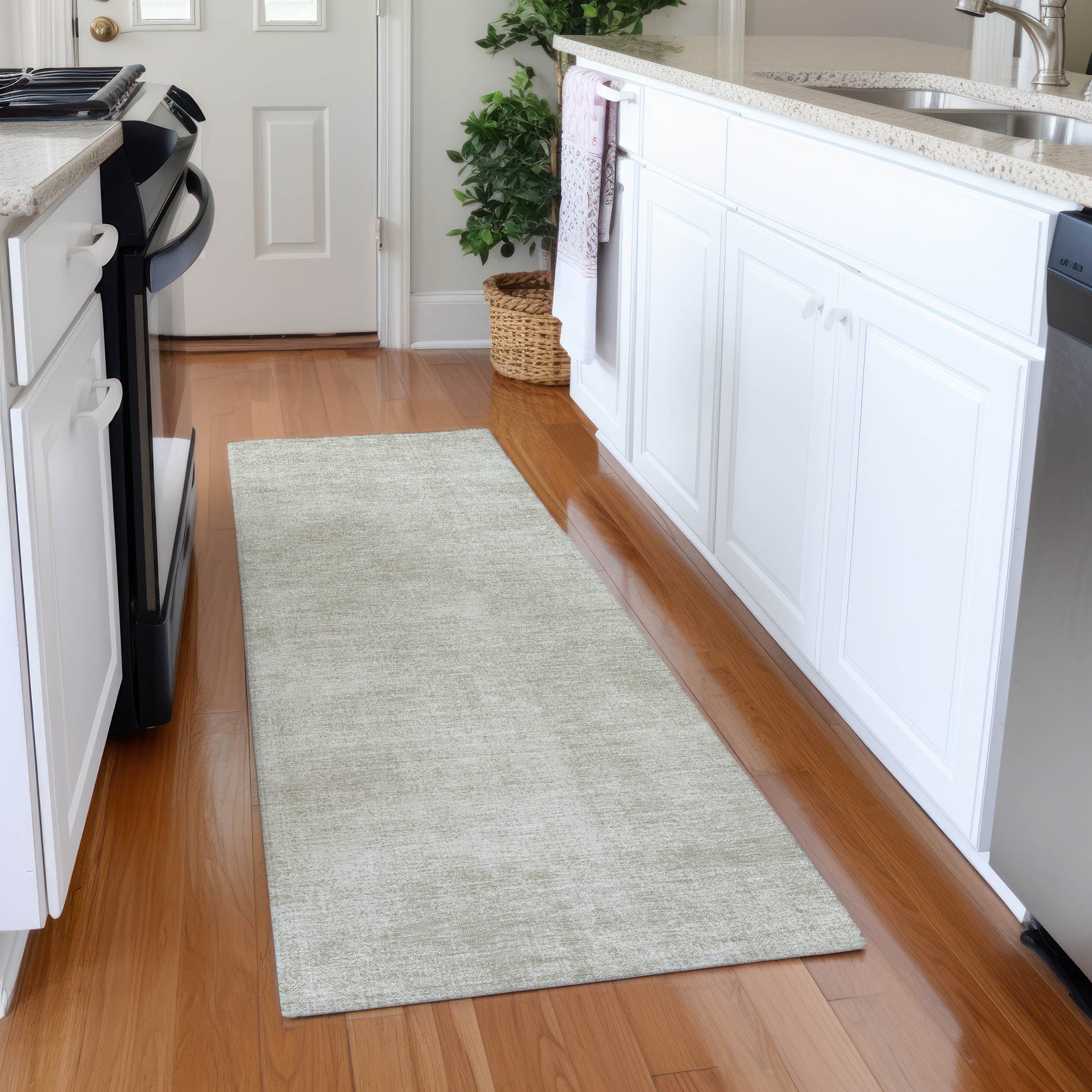 Rome Machine Washable Transitional Beige Brown Rug 2'3" x 7'6" #shape_Runner