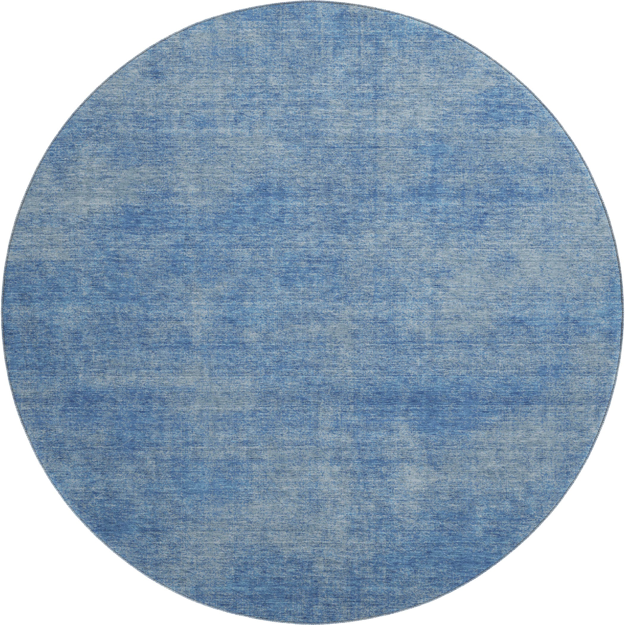 Rome Machine Washable Transitional Blue Rug 8' x 8' #shape_Round