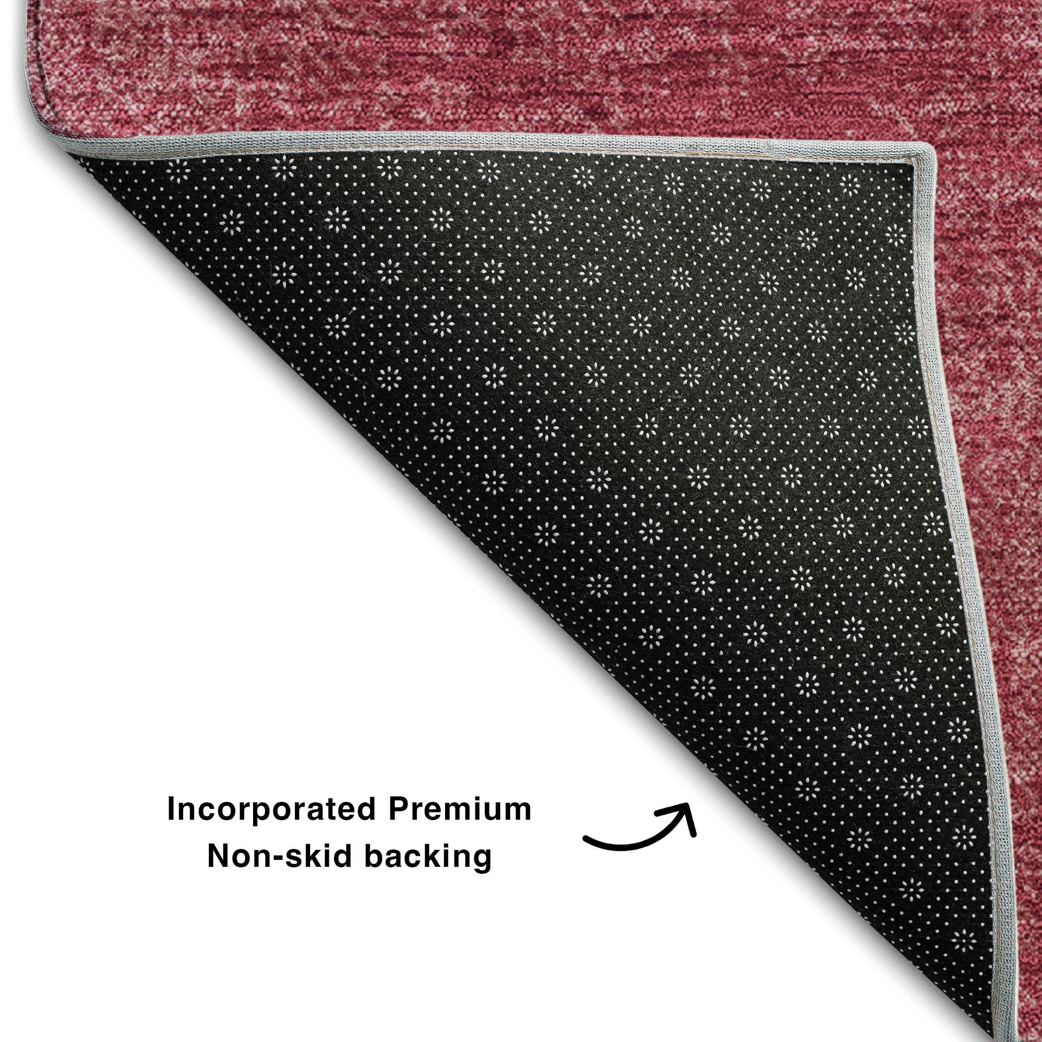 Rome Machine Washable Transitional Garnet Red Rug 1'8" x 2'6" #shape_Rectangle