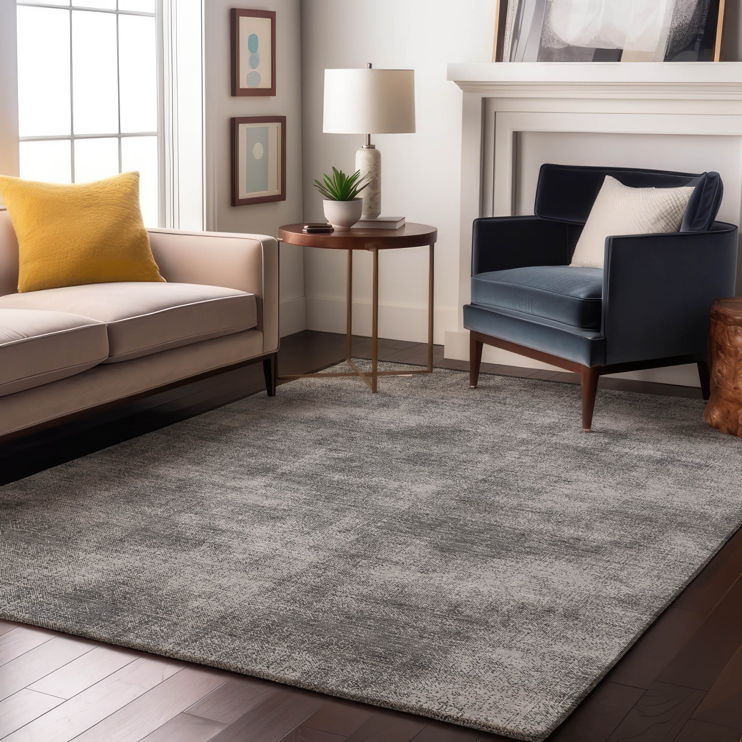 Rome Machine Washable Transitional Gray Rug 2'6" x 3'10" #shape_Rectangle