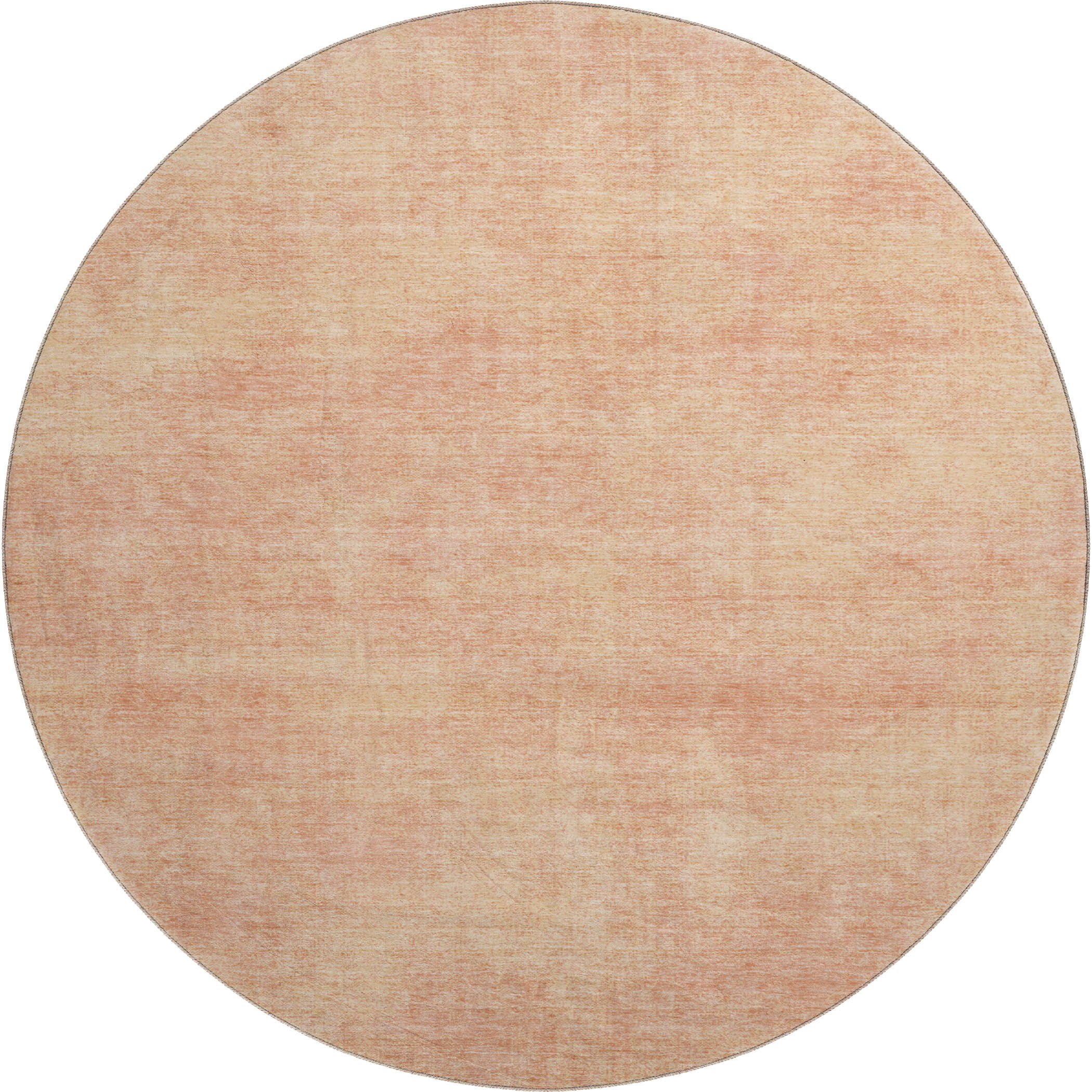 Rome Machine Washable Transitional Peach Orange Rug 8' x 8' #shape_Round