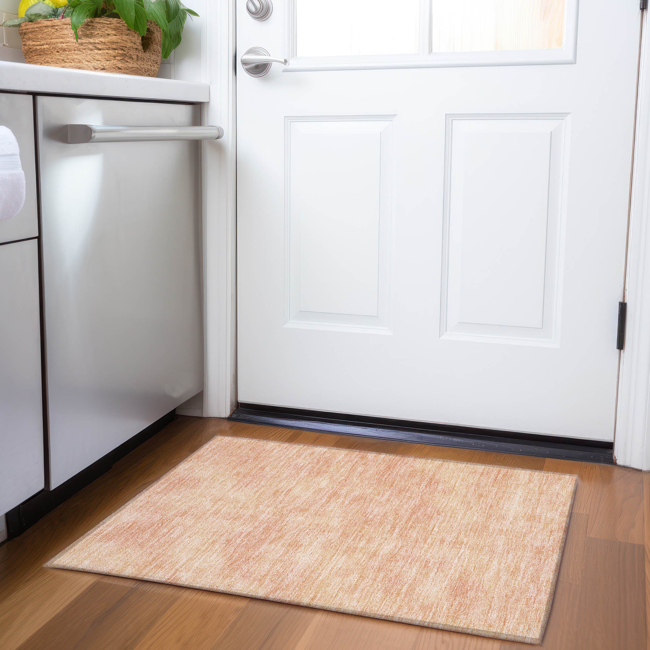 Rome Machine Washable Transitional Peach Orange Rug 1'8" x 2'6" #shape_Rectangle
