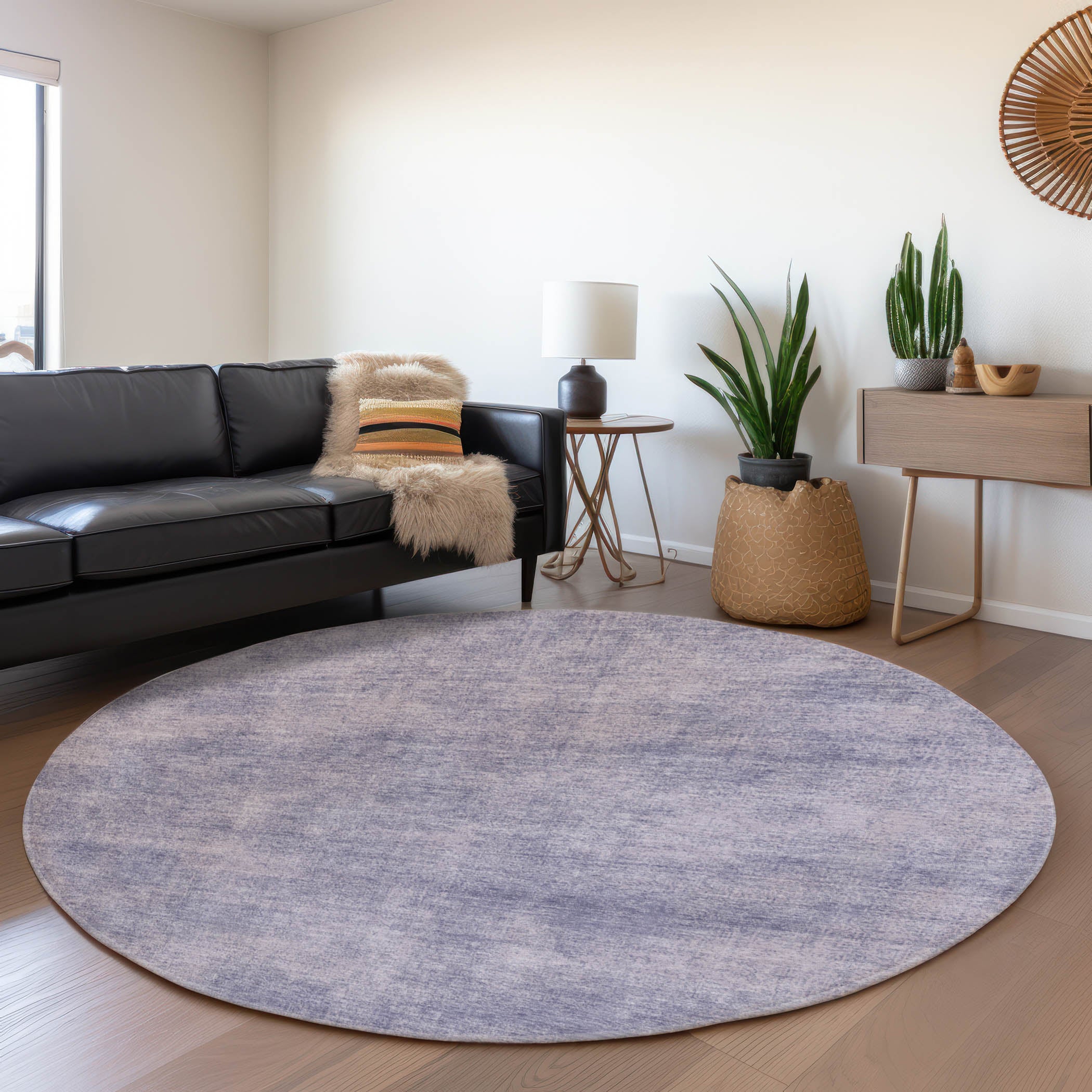 Rome Machine Washable Transitional Purple Rug 8' x 8' #shape_Round