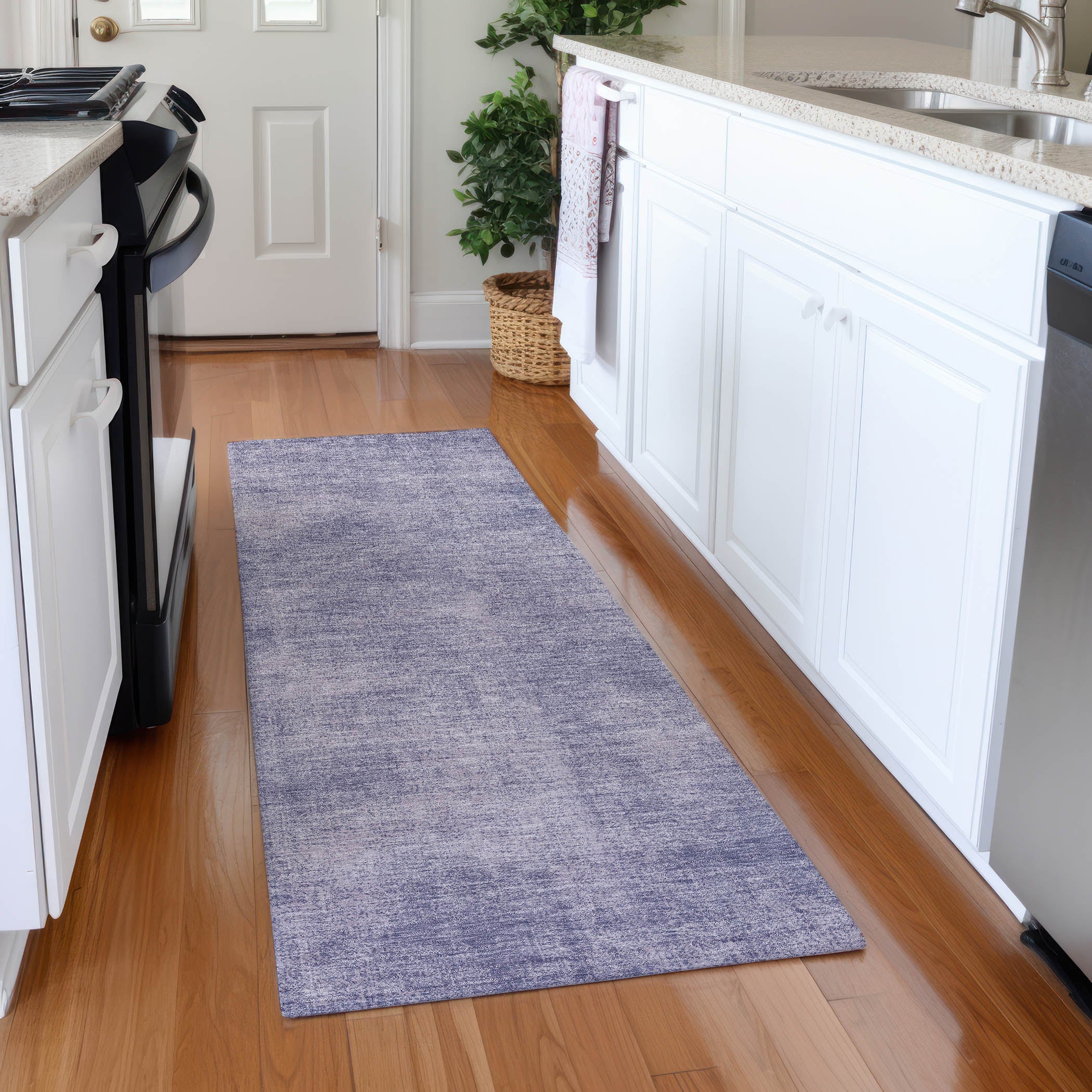 Rome Machine Washable Transitional Purple Rug 2'3" x 7'6" #shape_Runner