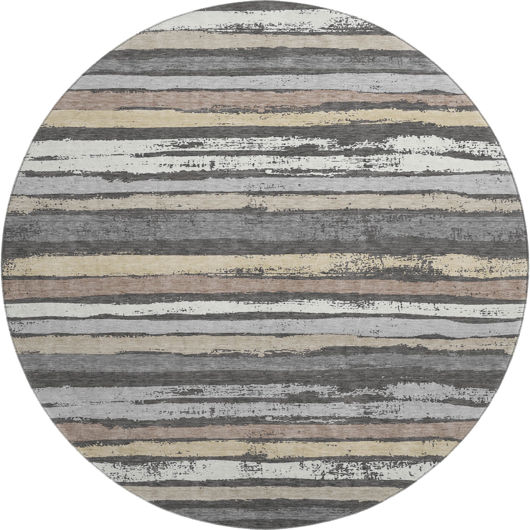 Budapest Machine Washable Transitional Charcoal Gray Rug 8' x 8' #shape_Round