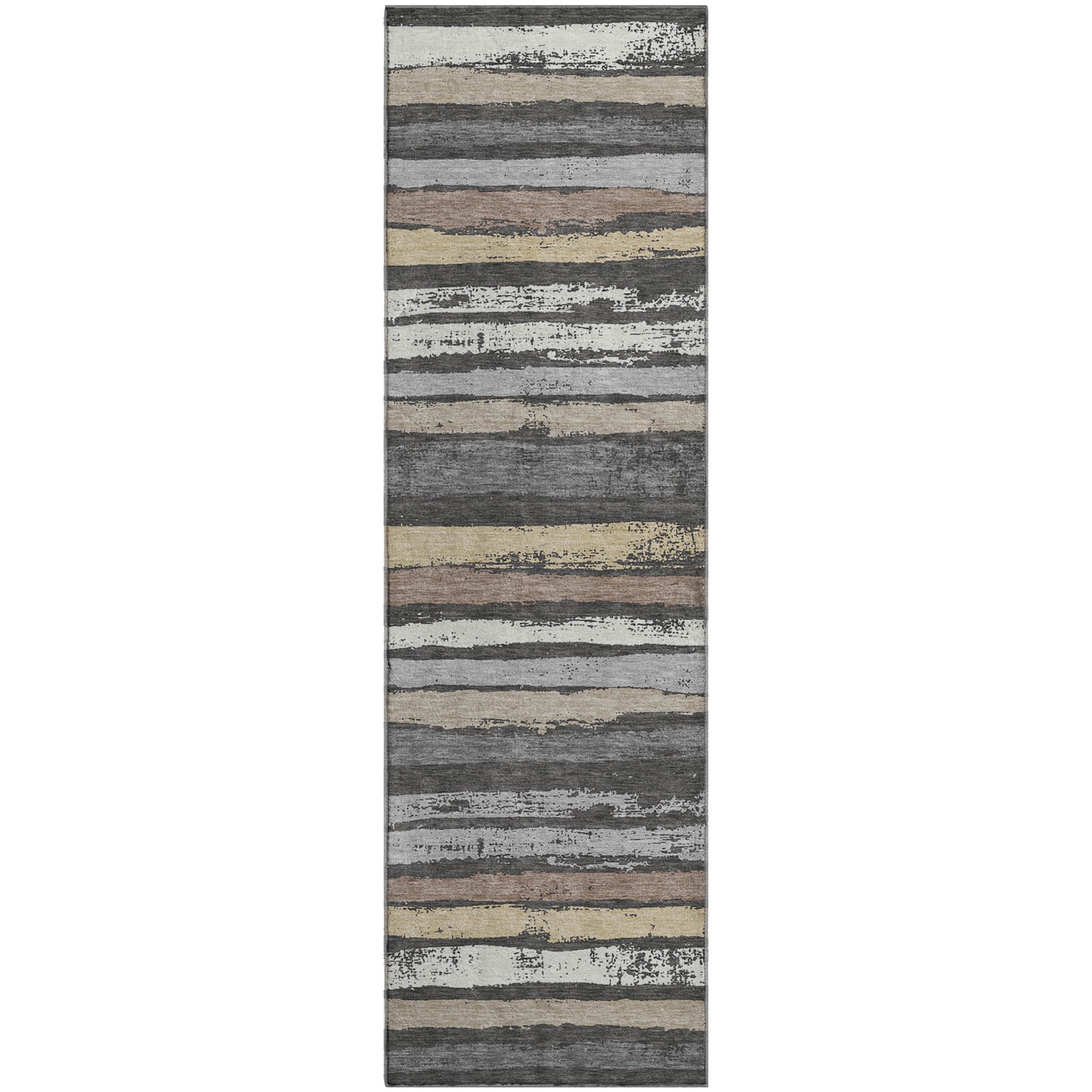 Budapest Machine Washable Transitional Charcoal Gray Rug 2'3" x 7'6" #shape_Runner