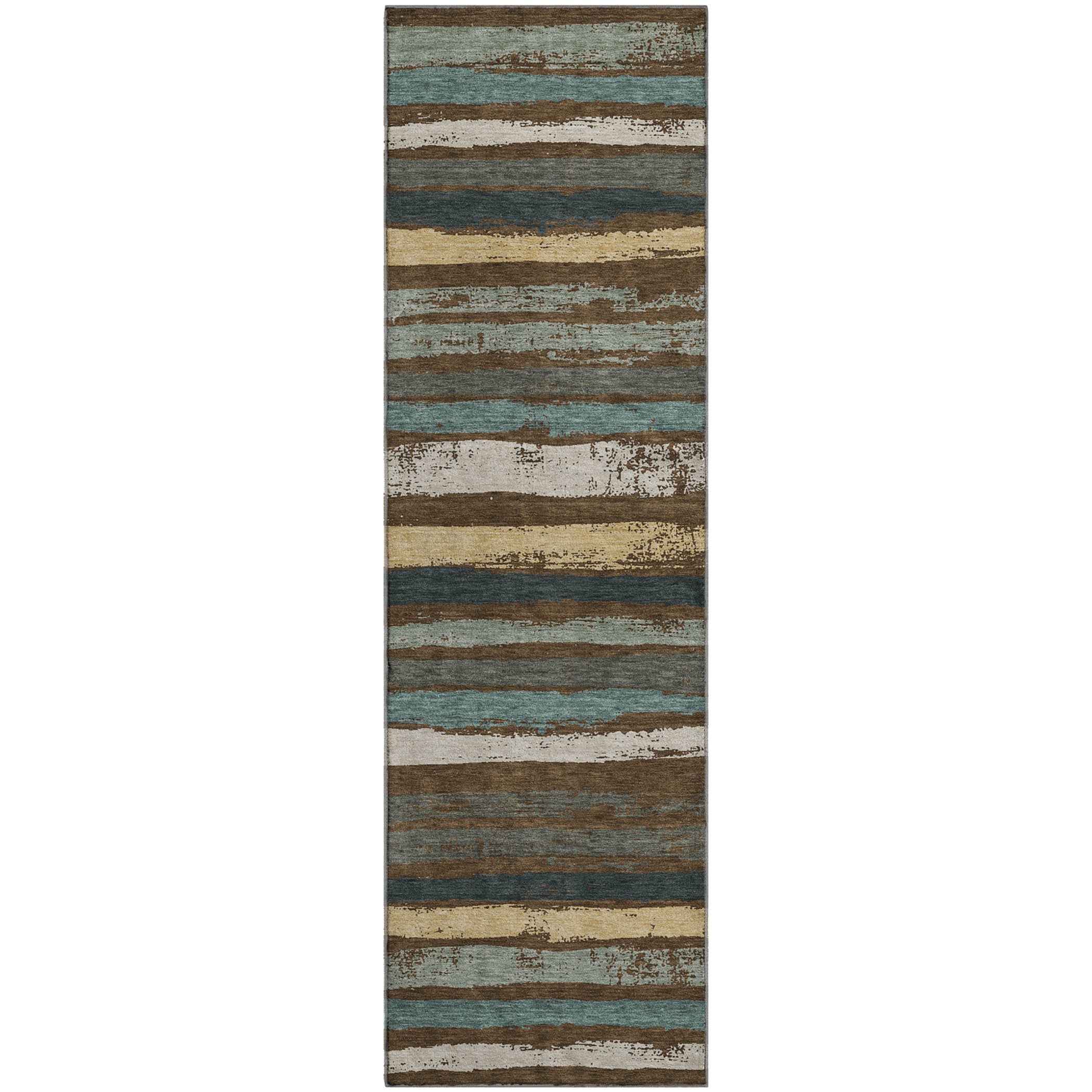Budapest Machine Washable Transitional Fudge Brown Rug 2'3" x 7'6" #shape_Runner