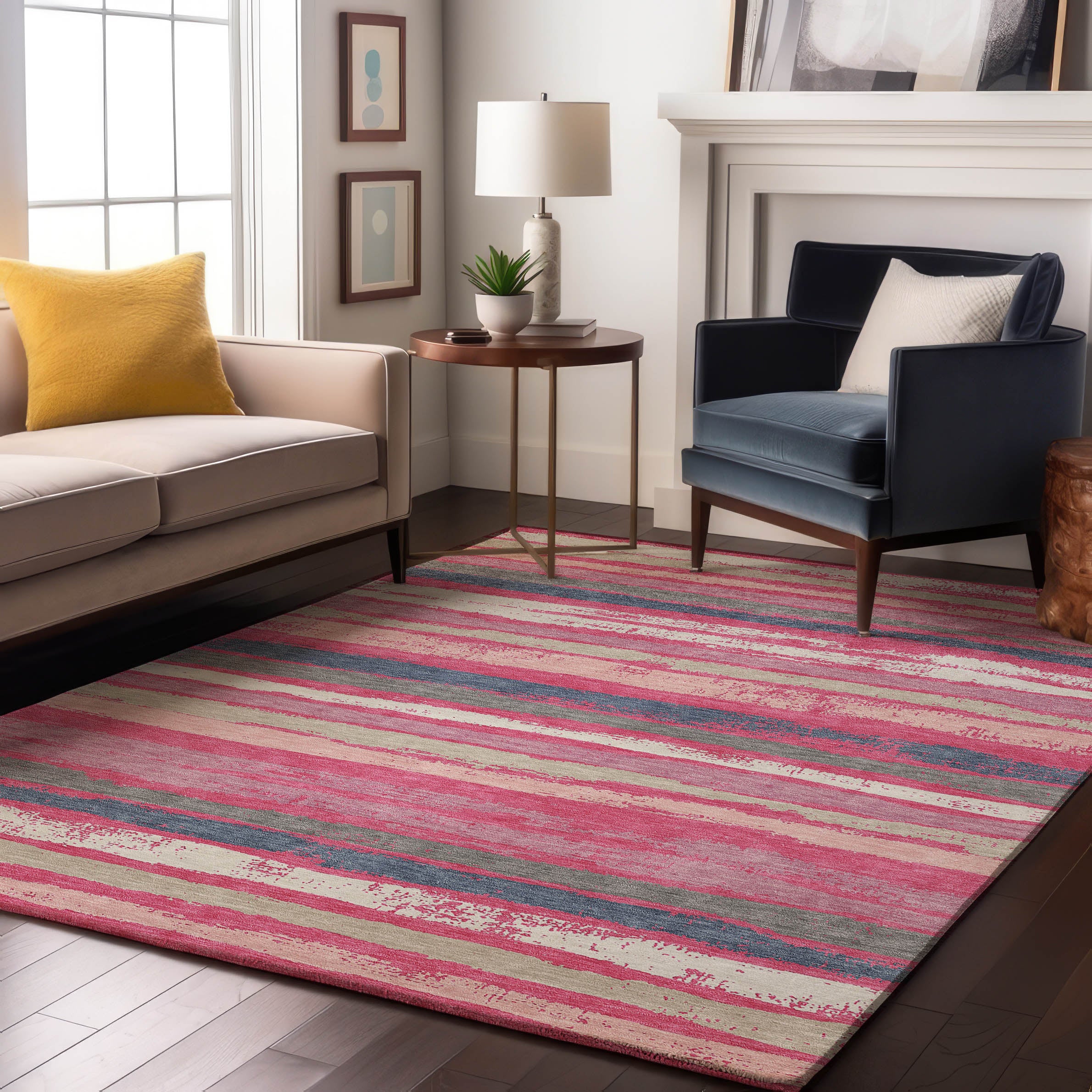 Budapest Machine Washable Transitional Pink Rug 2'6" x 3'10" #shape_Rectangle