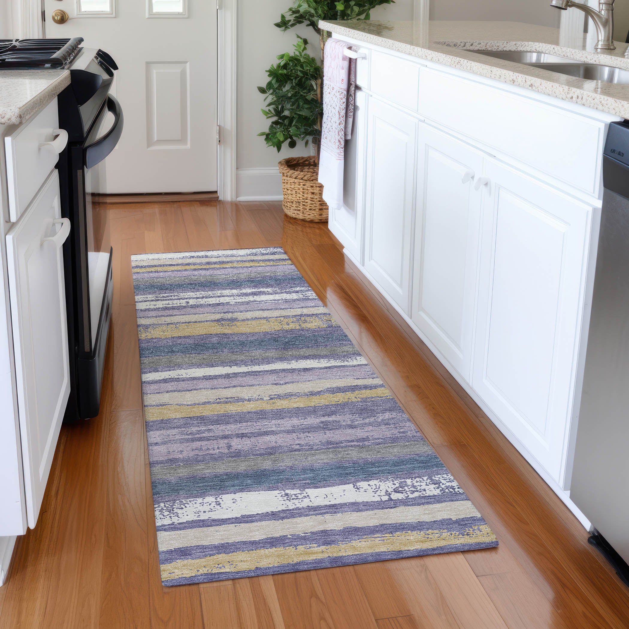 Budapest Machine Washable Transitional Purple Rug 2'3" x 7'6" #shape_Runner