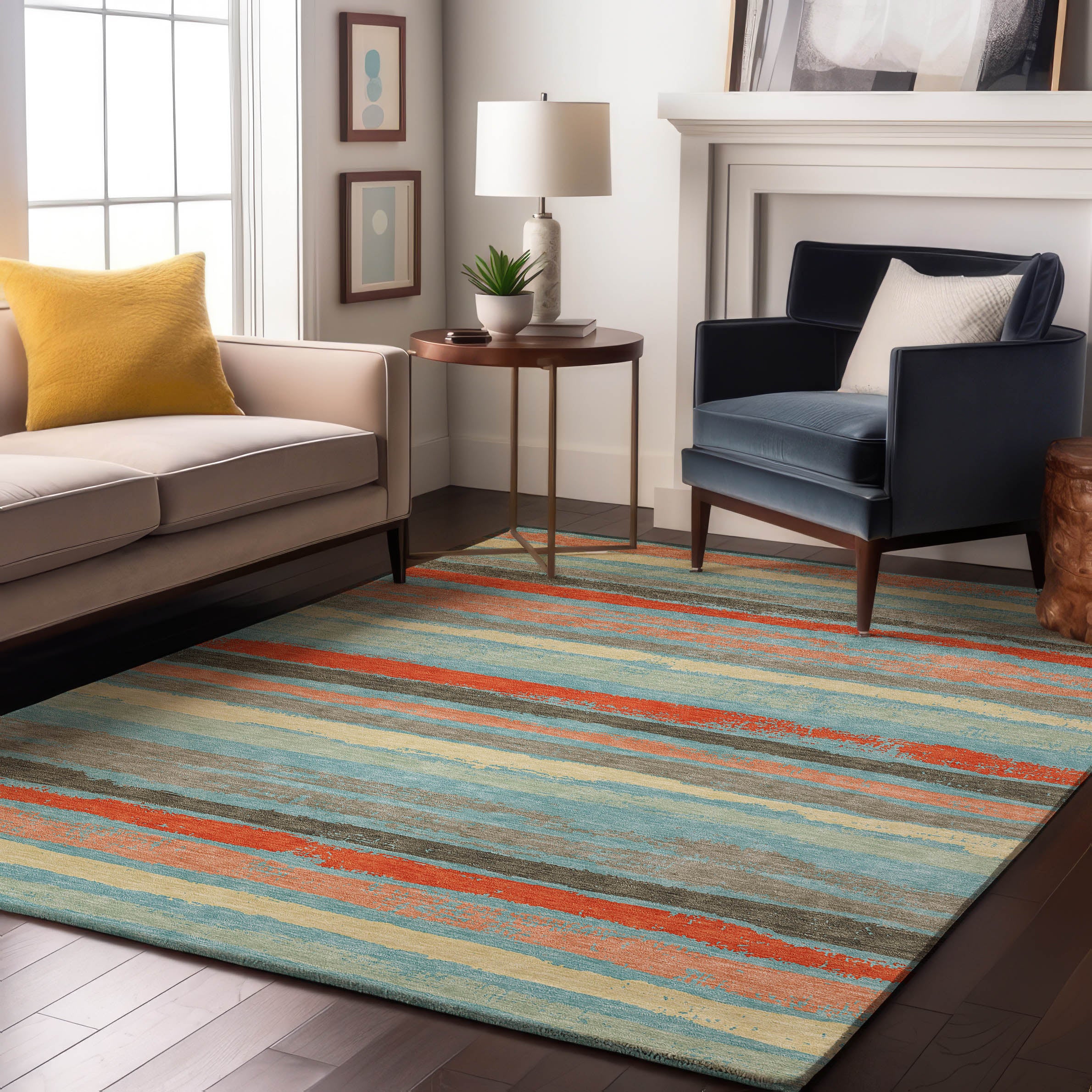 Budapest Machine Washable Transitional Sky Blue Rug 2'6" x 3'10" #shape_Rectangle