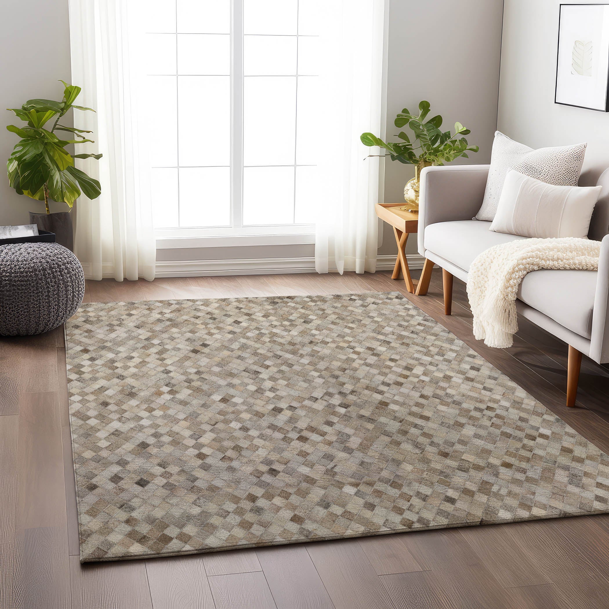 Florence Machine Washable Cowhide Gray Rug 2'6" x 3'10" #shape_Rectangle