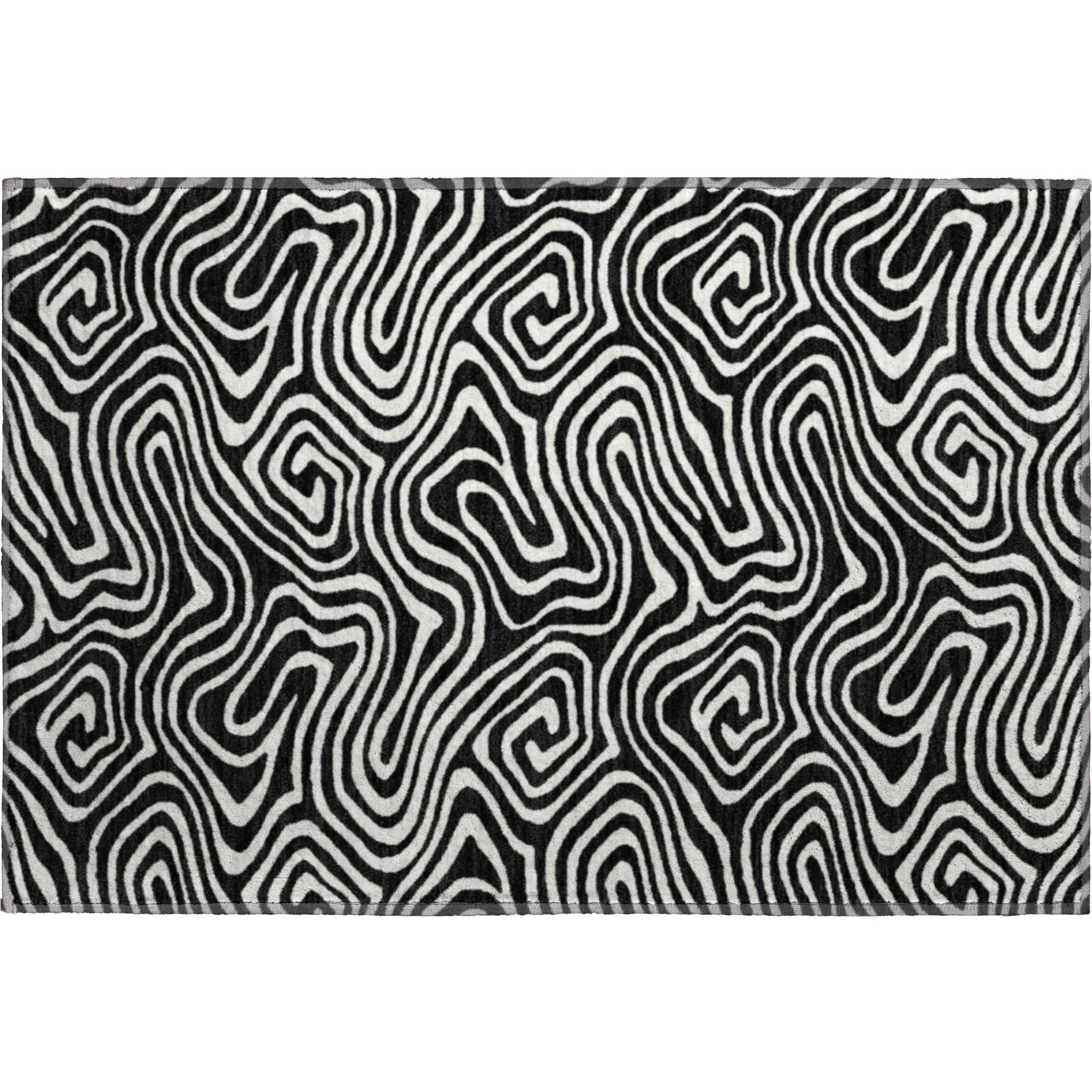 Montevideo Machine Washable Transitional Black Rug 1'8" x 2'6" #shape_Rectangle
