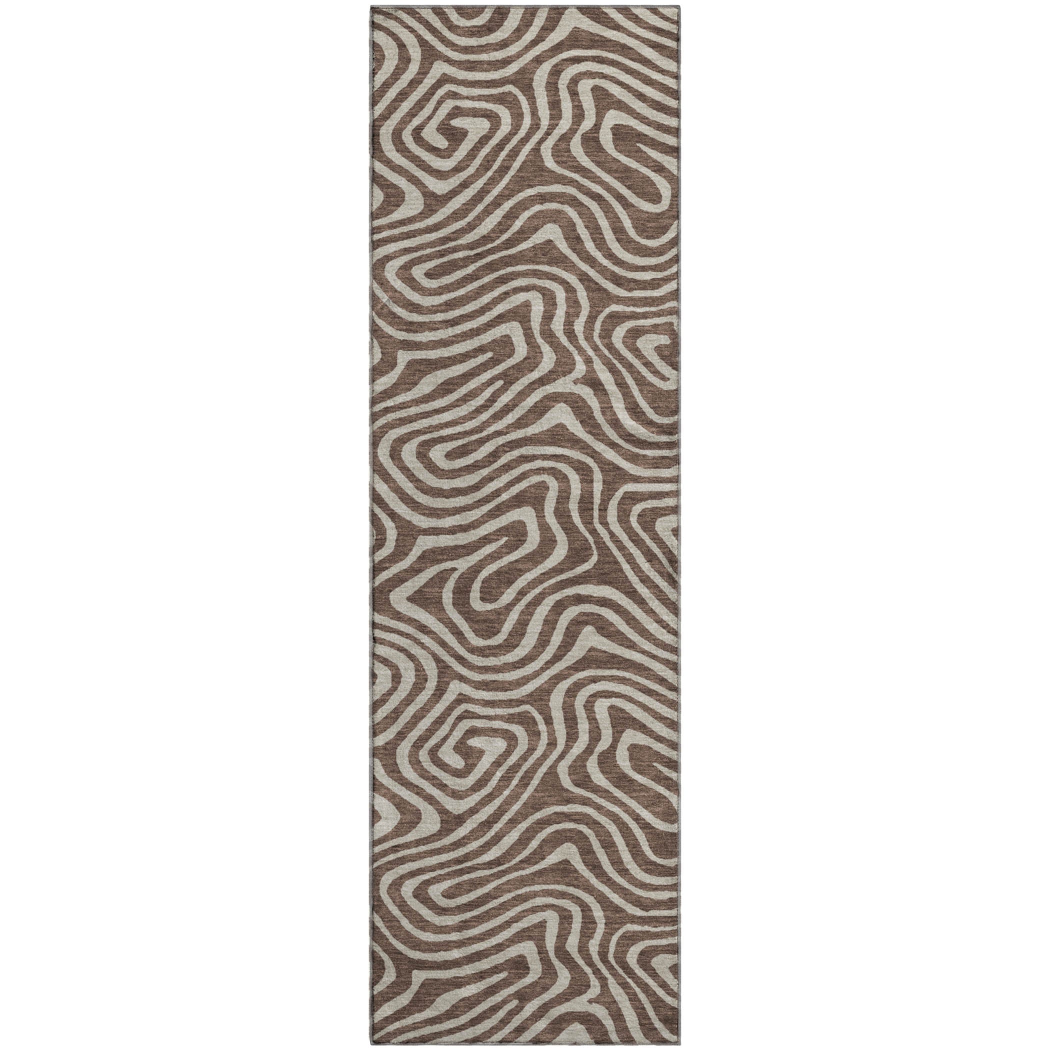 Montevideo Machine Washable Transitional Brown Rug 2'3" x 7'6" #shape_Runner