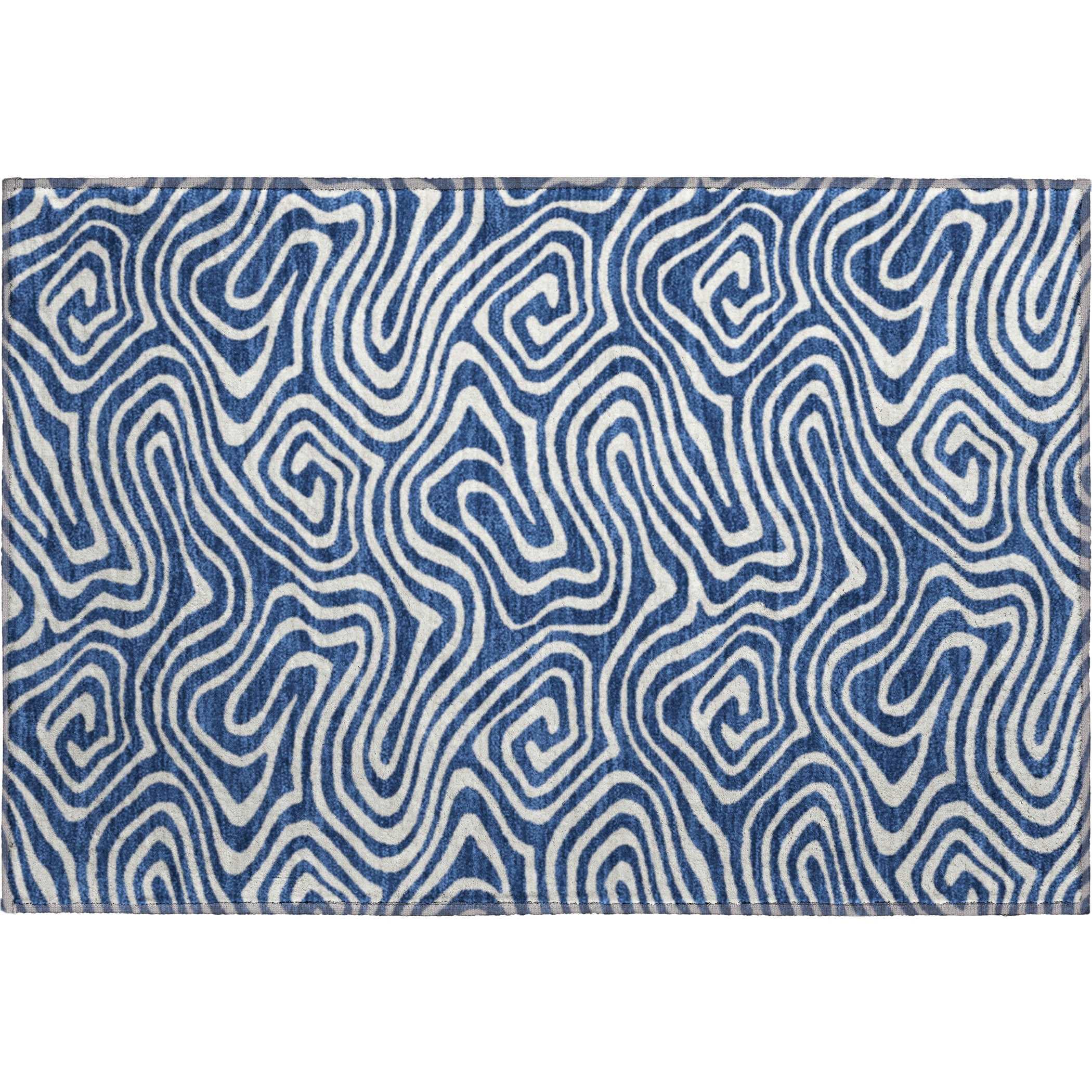 Montevideo Machine Washable Transitional Navy Blue Rug 1'8" x 2'6" #shape_Rectangle