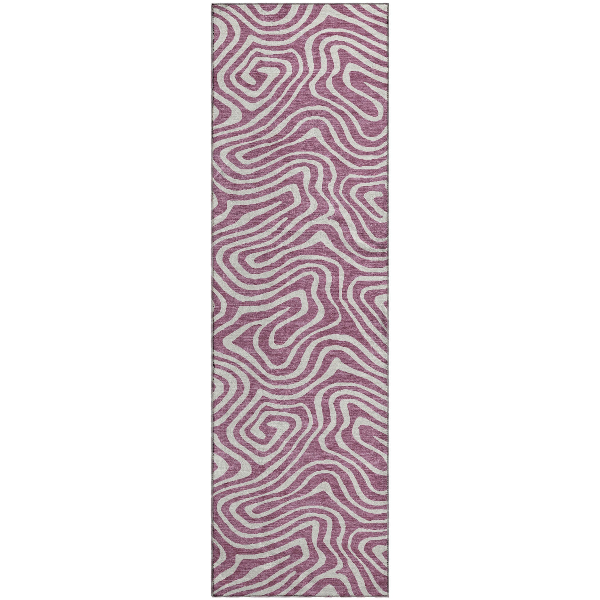 Montevideo Machine Washable Transitional Plum Purple Rug 2'3" x 7'6" #shape_Runner