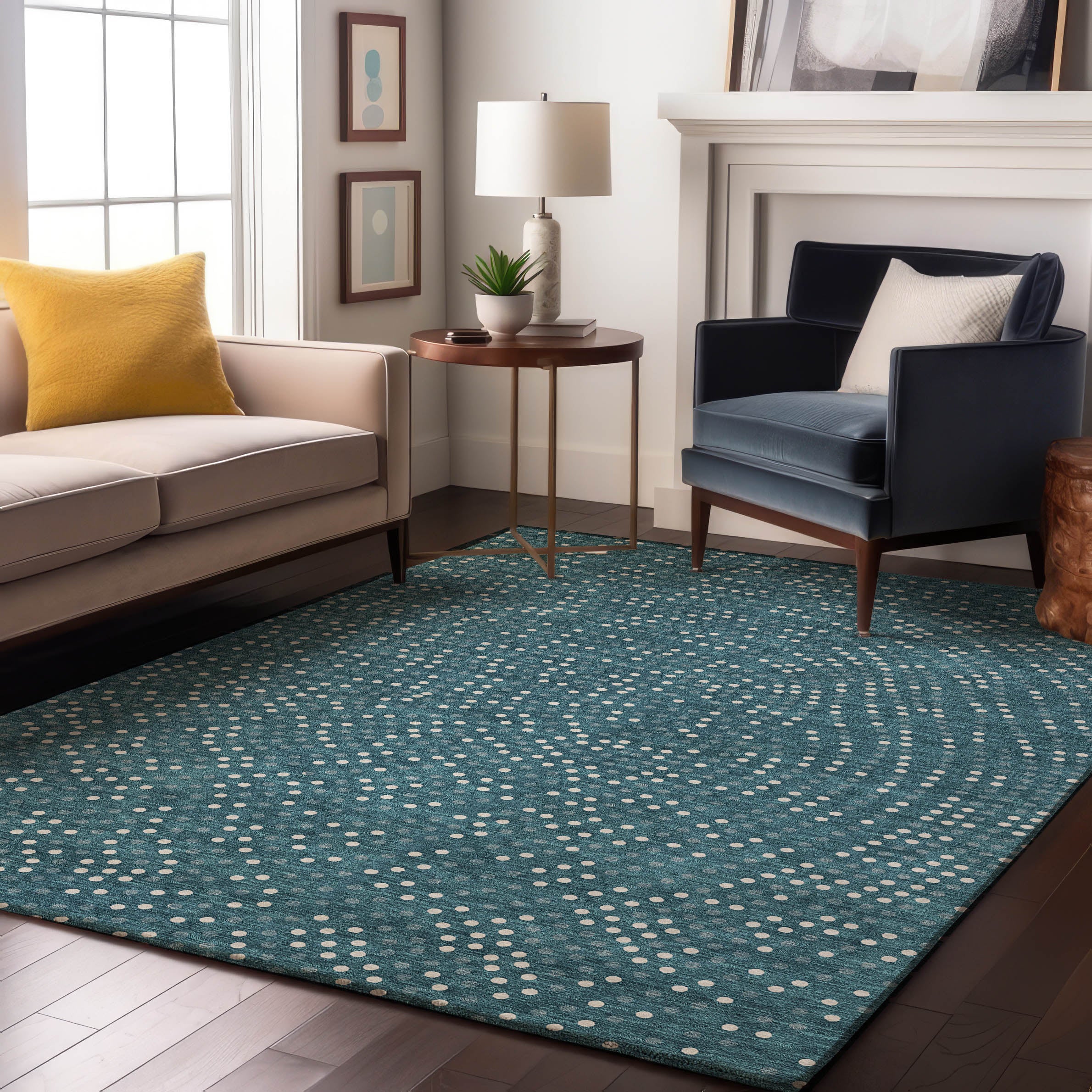 Sarajevo Machine Washable Transitional Teal Rug 2'6" x 3'10" #shape_Rectangle
