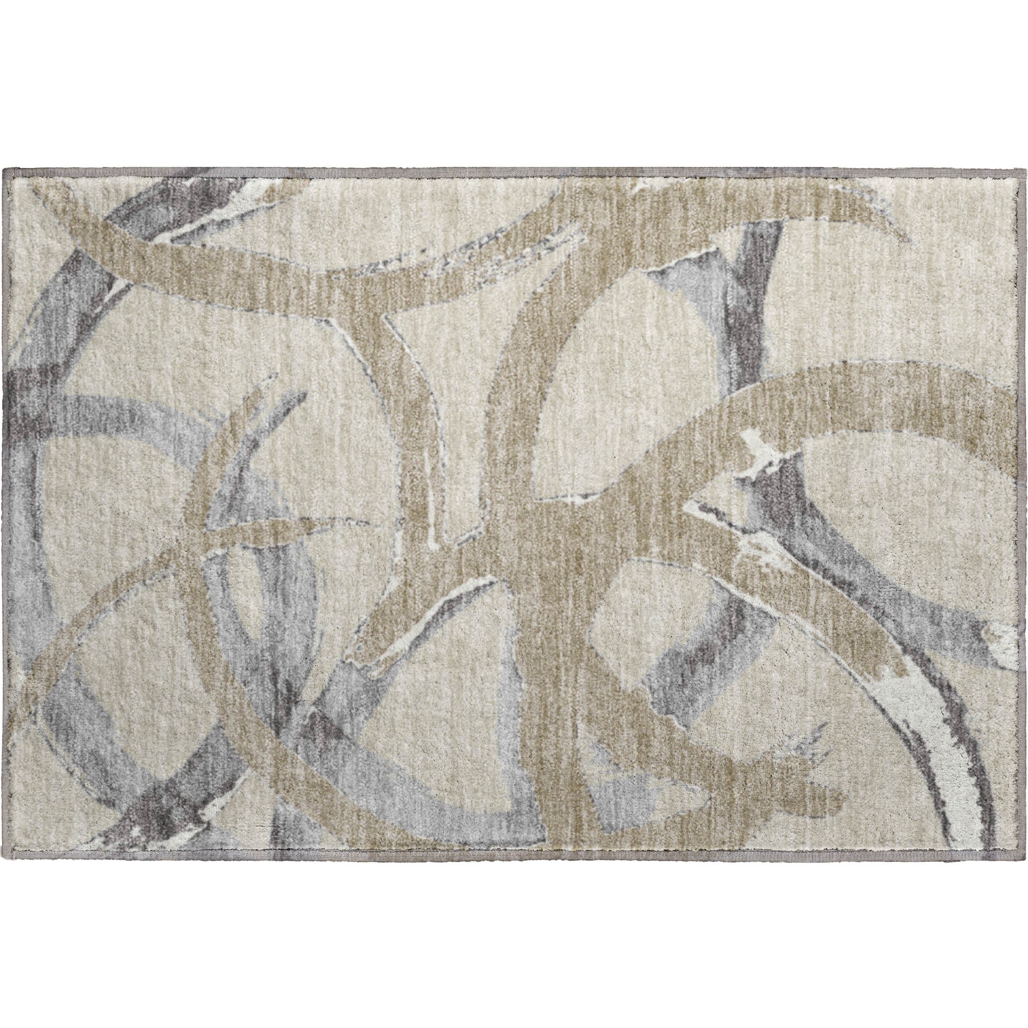 Istanbul Machine Washable Transitional Beige Brown Rug 1'8" x 2'6" #shape_Rectangle