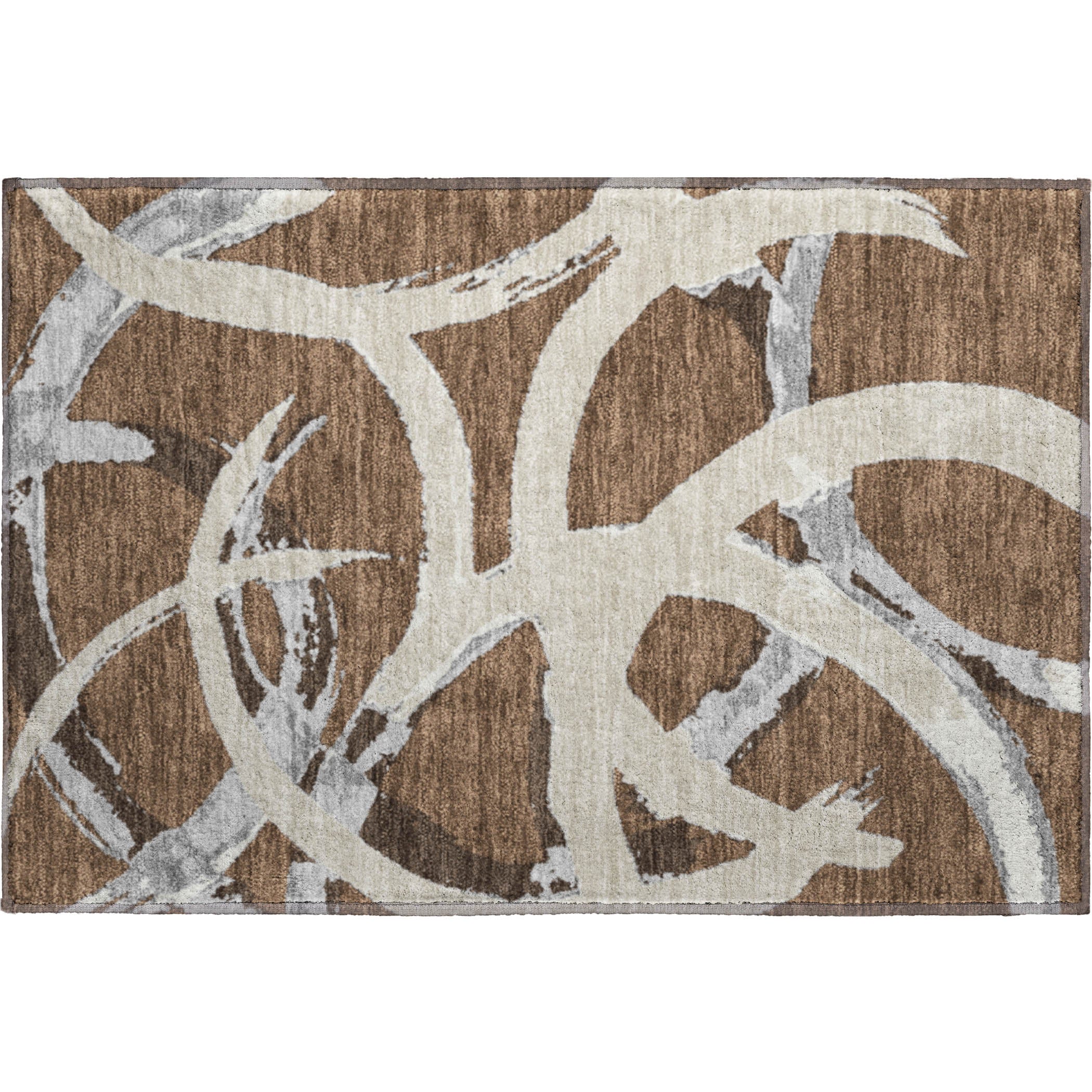 Istanbul Machine Washable Transitional Brown Rug 1'8" x 2'6" #shape_Rectangle