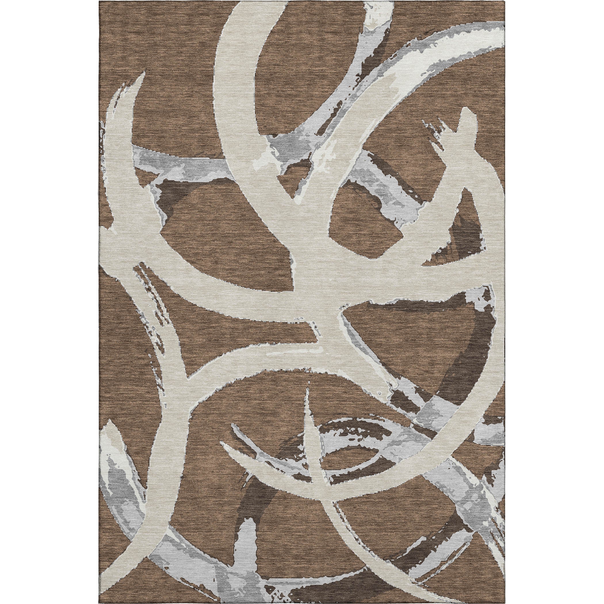 Istanbul Machine Washable Transitional Brown Rug 2'6" x 3'10" #shape_Rectangle