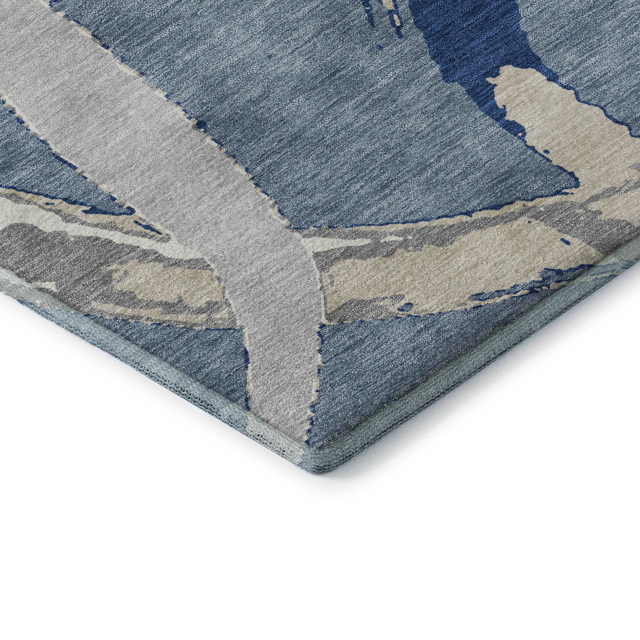 Istanbul Machine Washable Transitional Denim Blue Rug 1'8" x 2'6" #shape_Rectangle