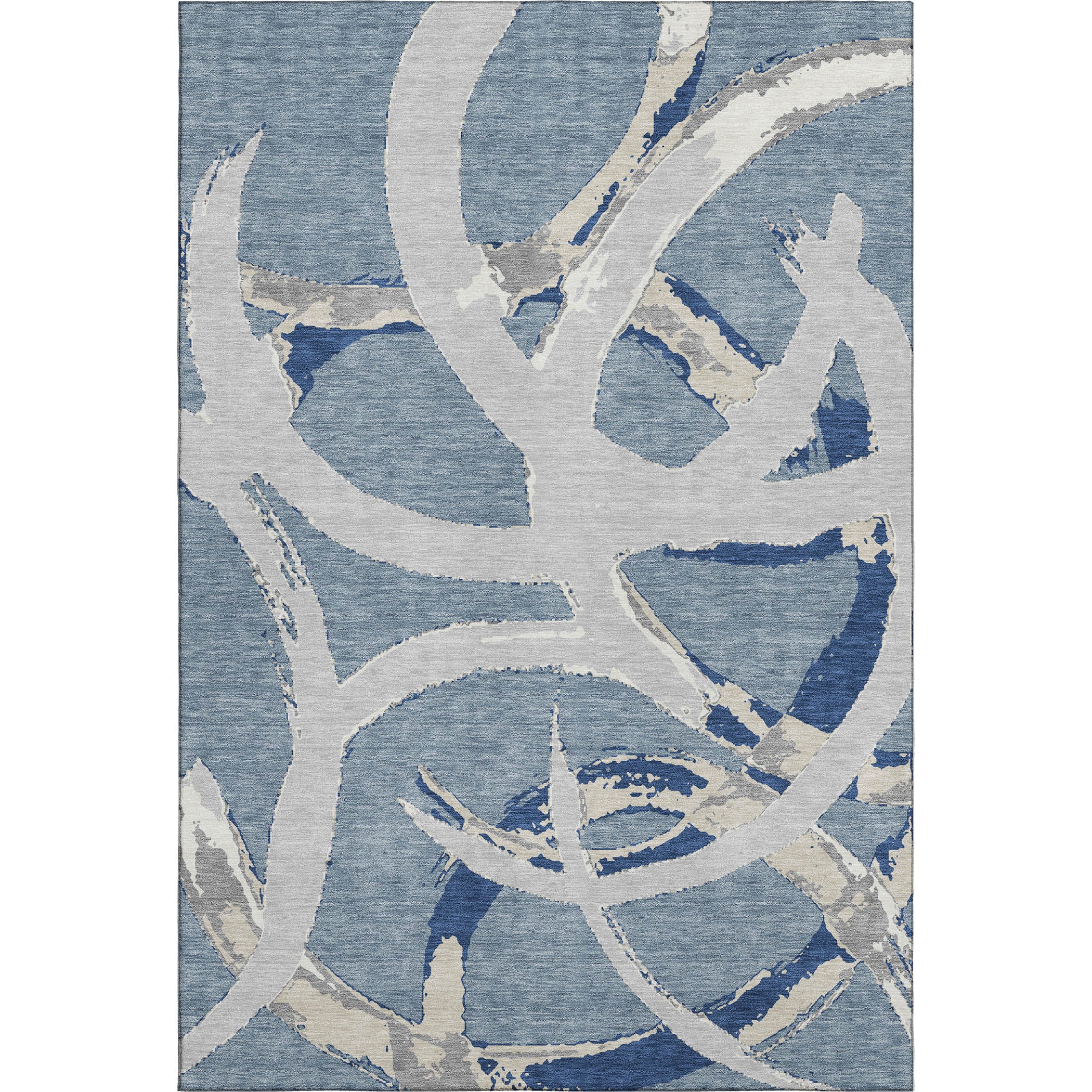 Istanbul Machine Washable Transitional Denim Blue Rug 2'6" x 3'10" #shape_Rectangle