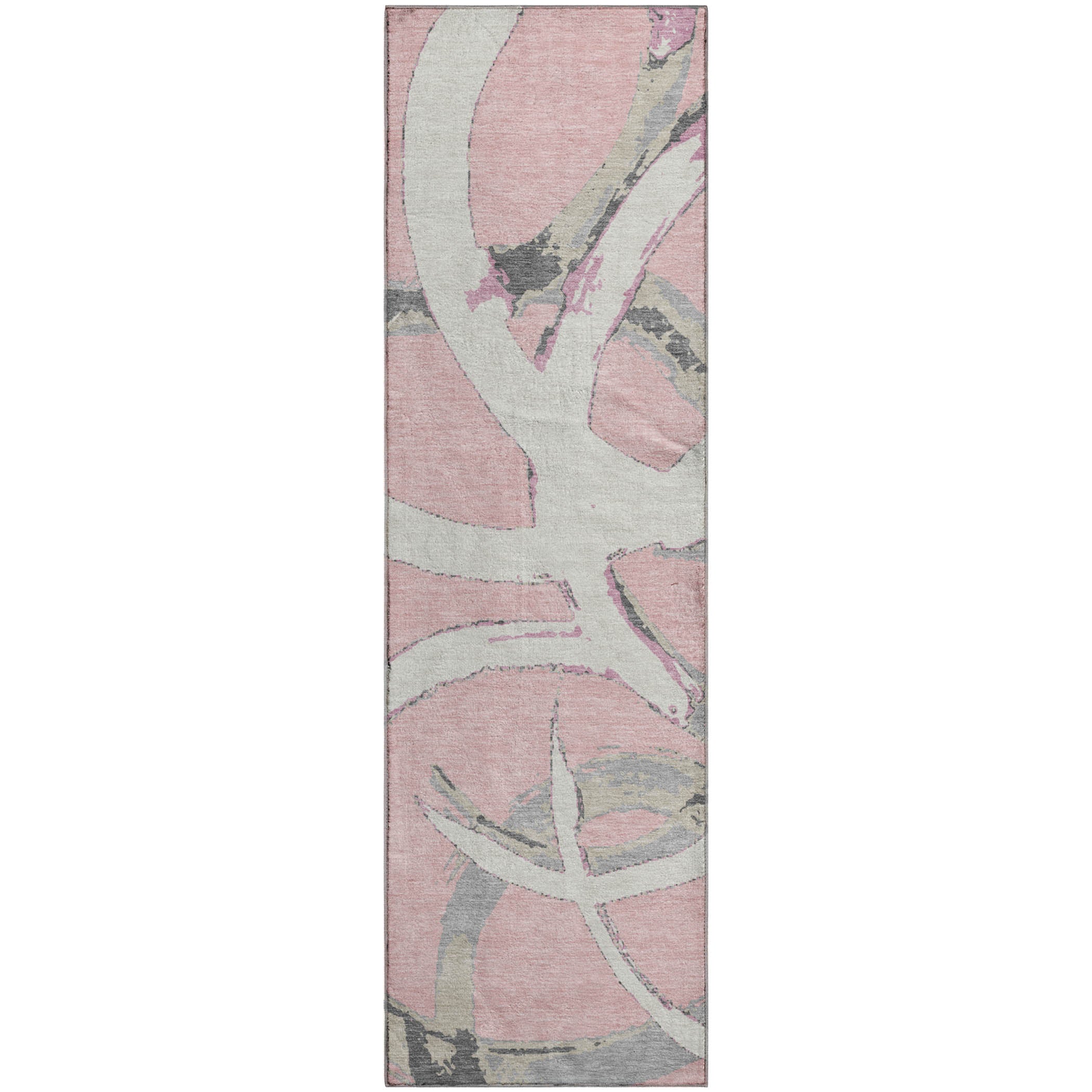 Istanbul Machine Washable Transitional Pink Rug 2'3" x 7'6" #shape_Runner