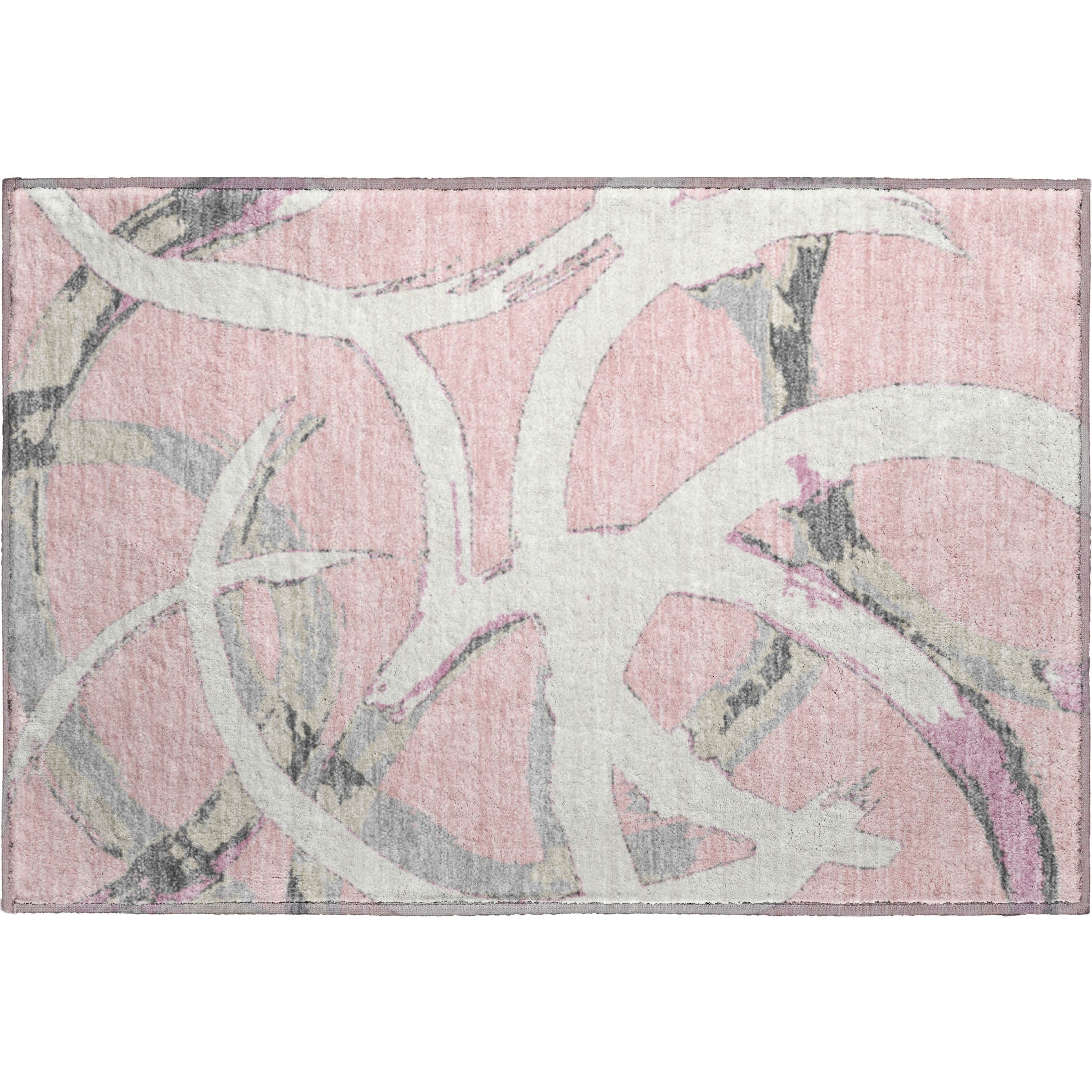 Istanbul Machine Washable Transitional Pink Rug 1'8" x 2'6" #shape_Rectangle