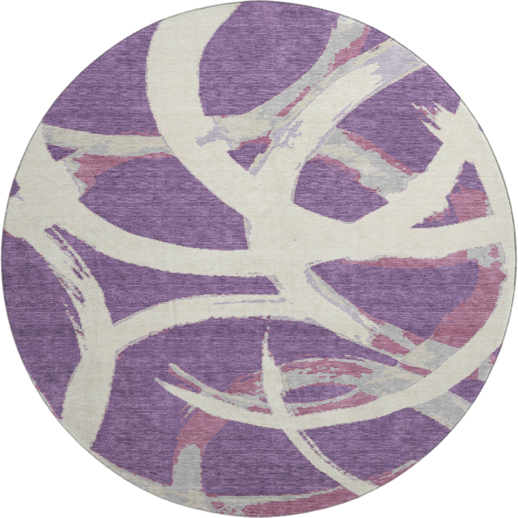 Istanbul Machine Washable Transitional Purple Rug 8' x 8' #shape_Round