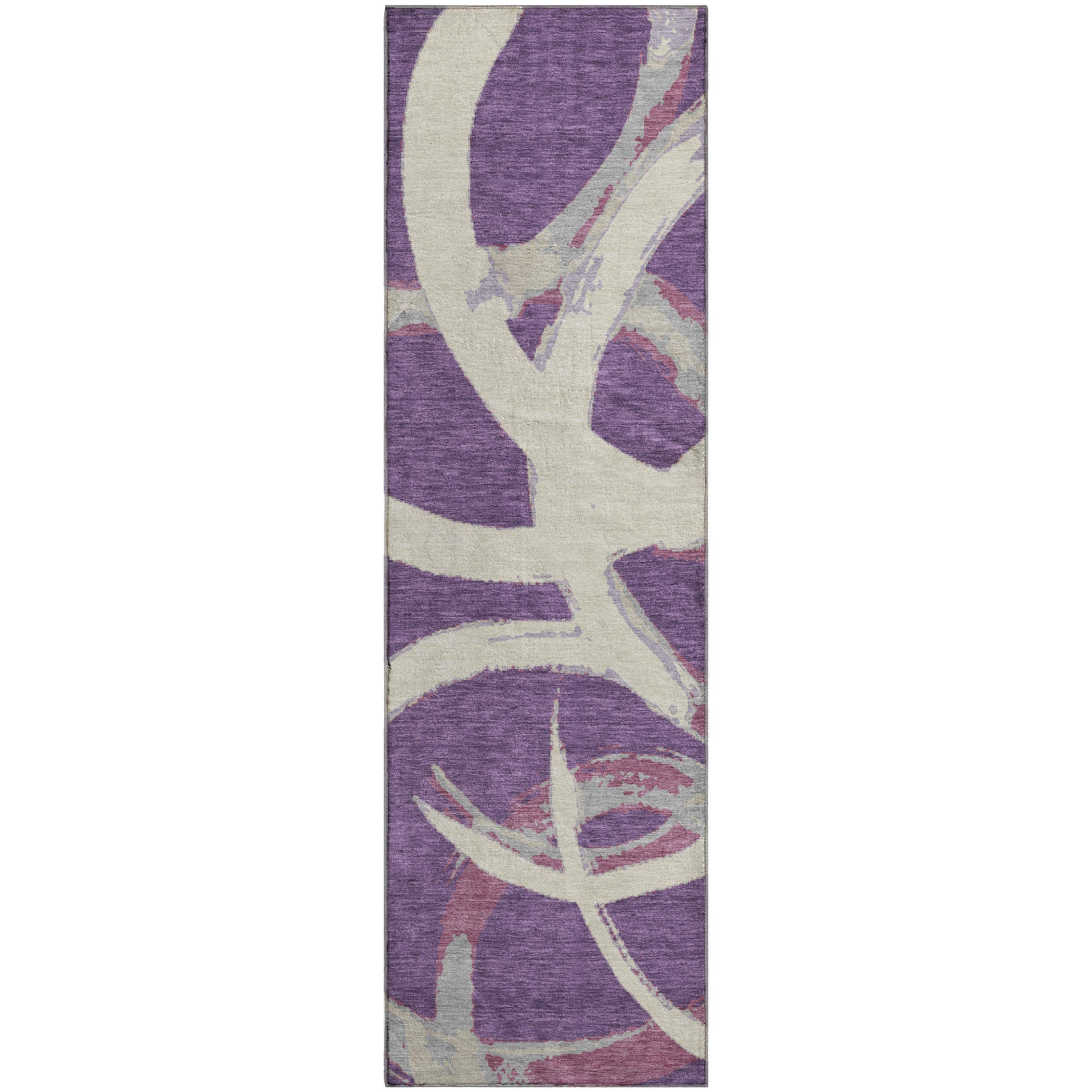 Istanbul Machine Washable Transitional Purple Rug 2'3" x 7'6" #shape_Runner