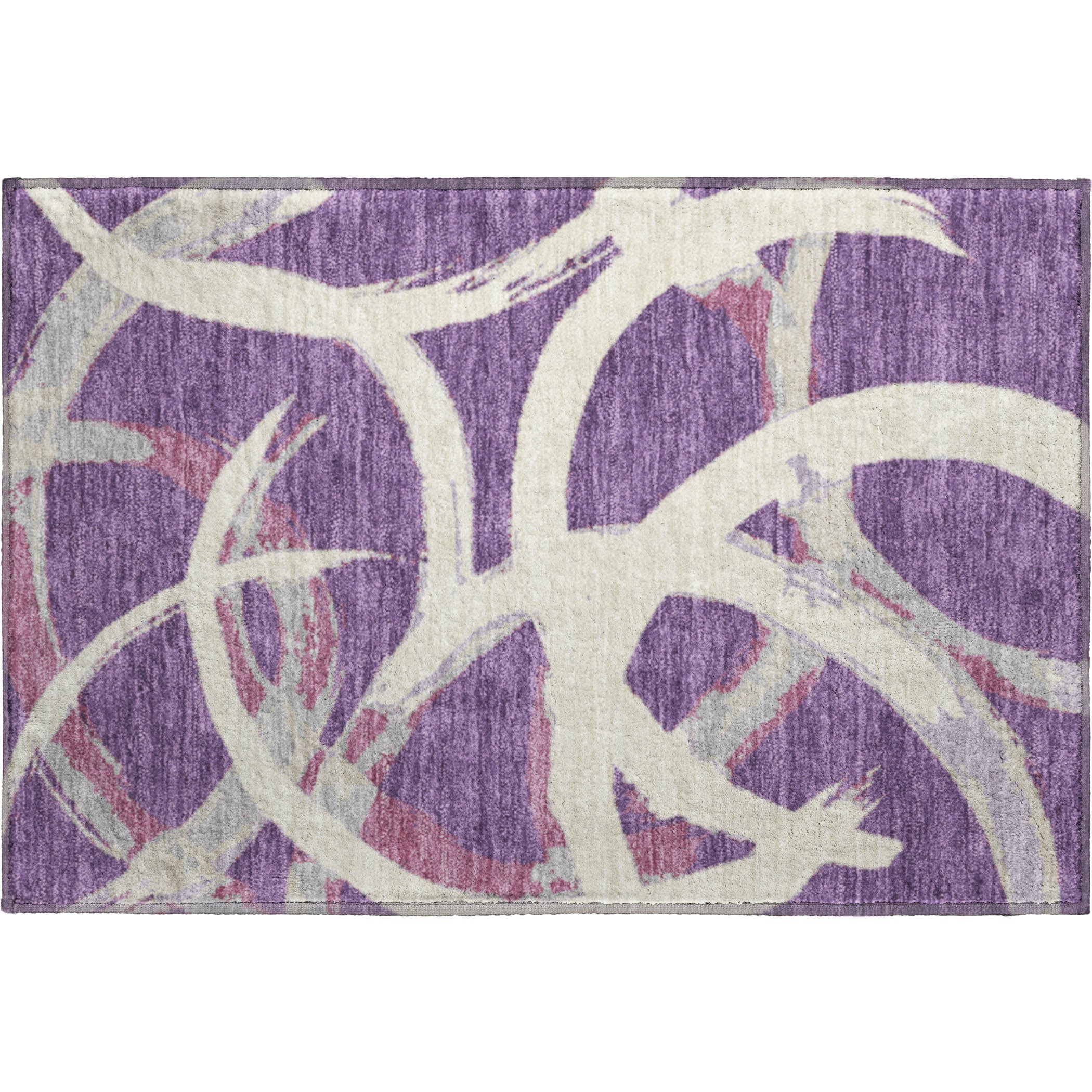 Istanbul Machine Washable Transitional Purple Rug 1'8" x 2'6" #shape_Rectangle