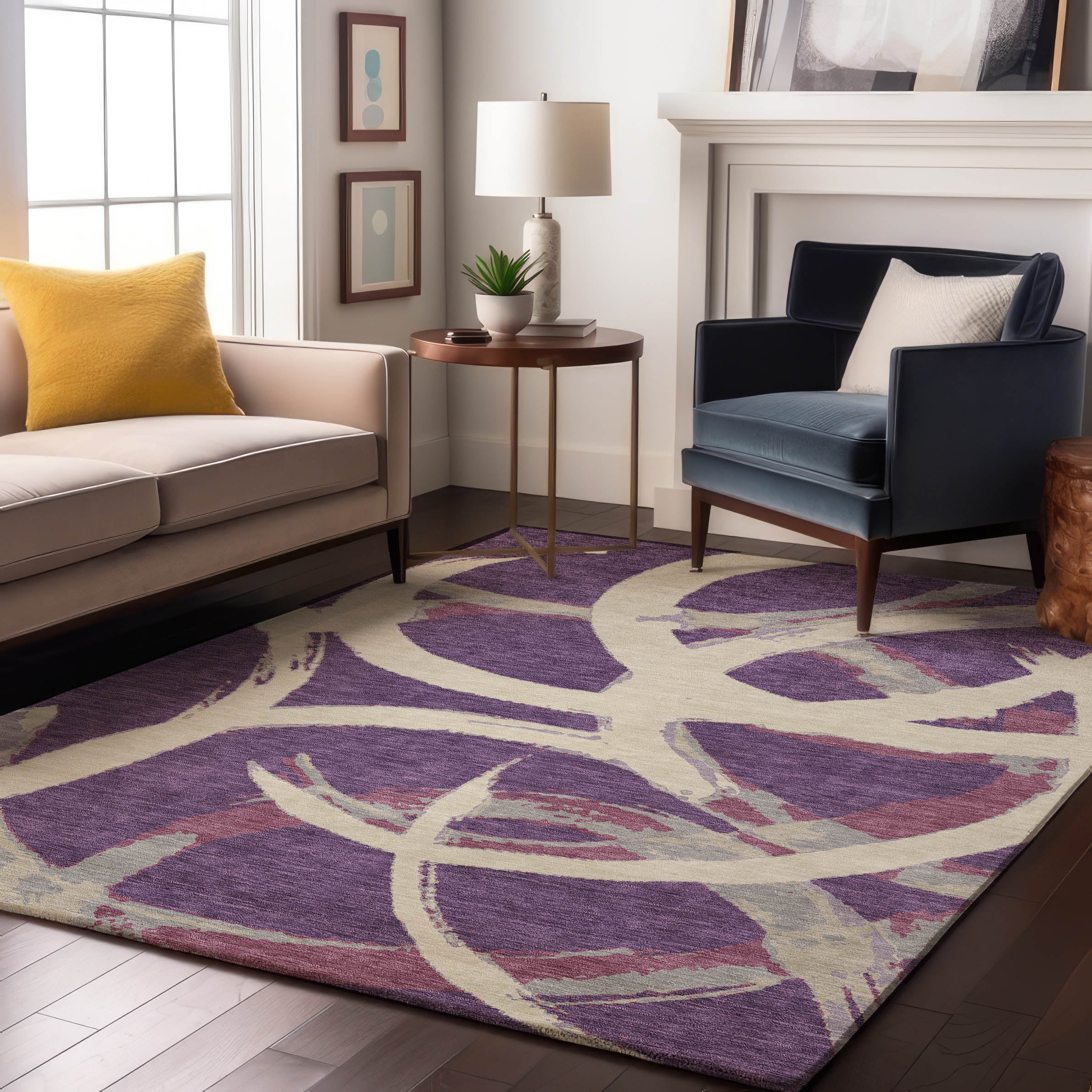 Istanbul Machine Washable Transitional Purple Rug 2'6" x 3'10" #shape_Rectangle