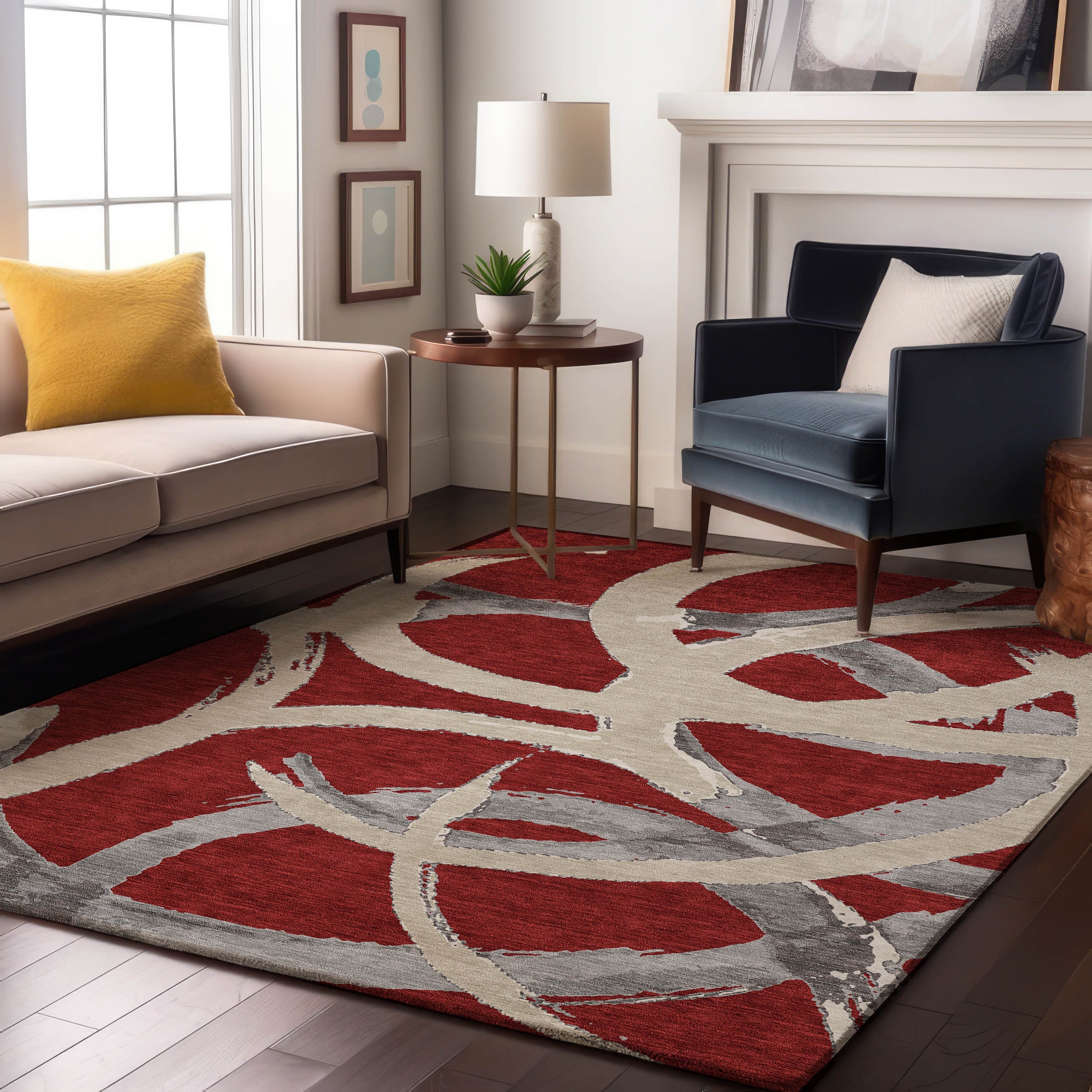 Istanbul Machine Washable Transitional Red Rug 2'6" x 3'10" #shape_Rectangle