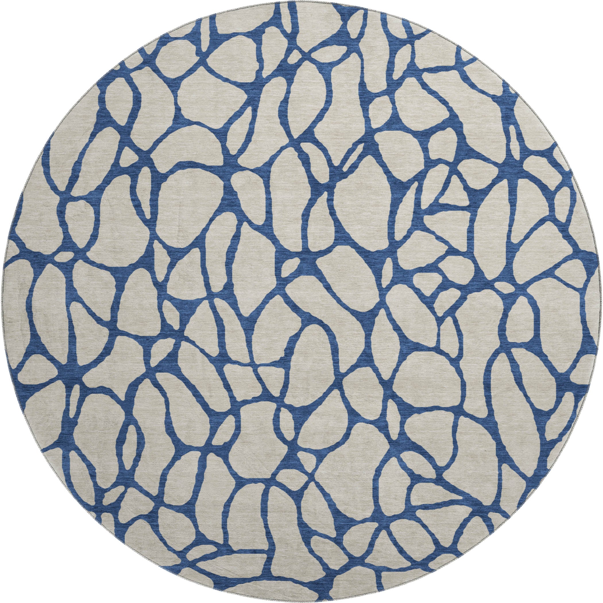 Santorini Machine Washable Transitional Beige Brown Rug 8' x 8' #shape_Round