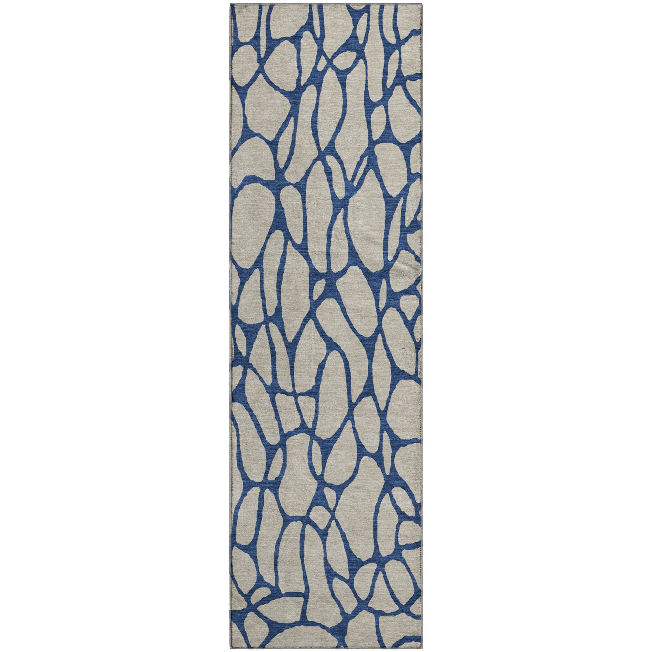 Santorini Machine Washable Transitional Beige Brown Rug 2'3" x 7'6" #shape_Runner
