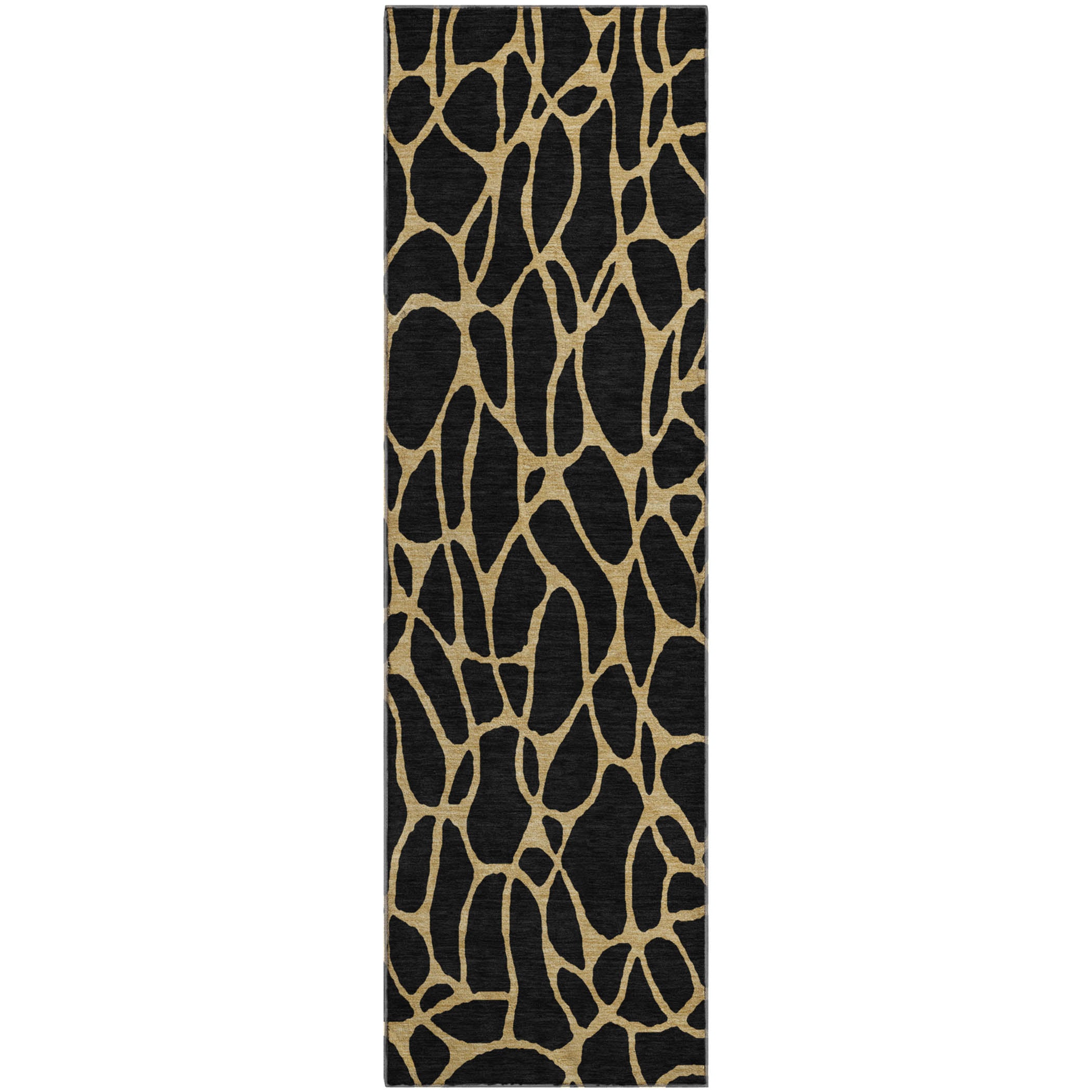 Santorini Machine Washable Transitional Black Rug 2'3" x 7'6" #shape_Runner