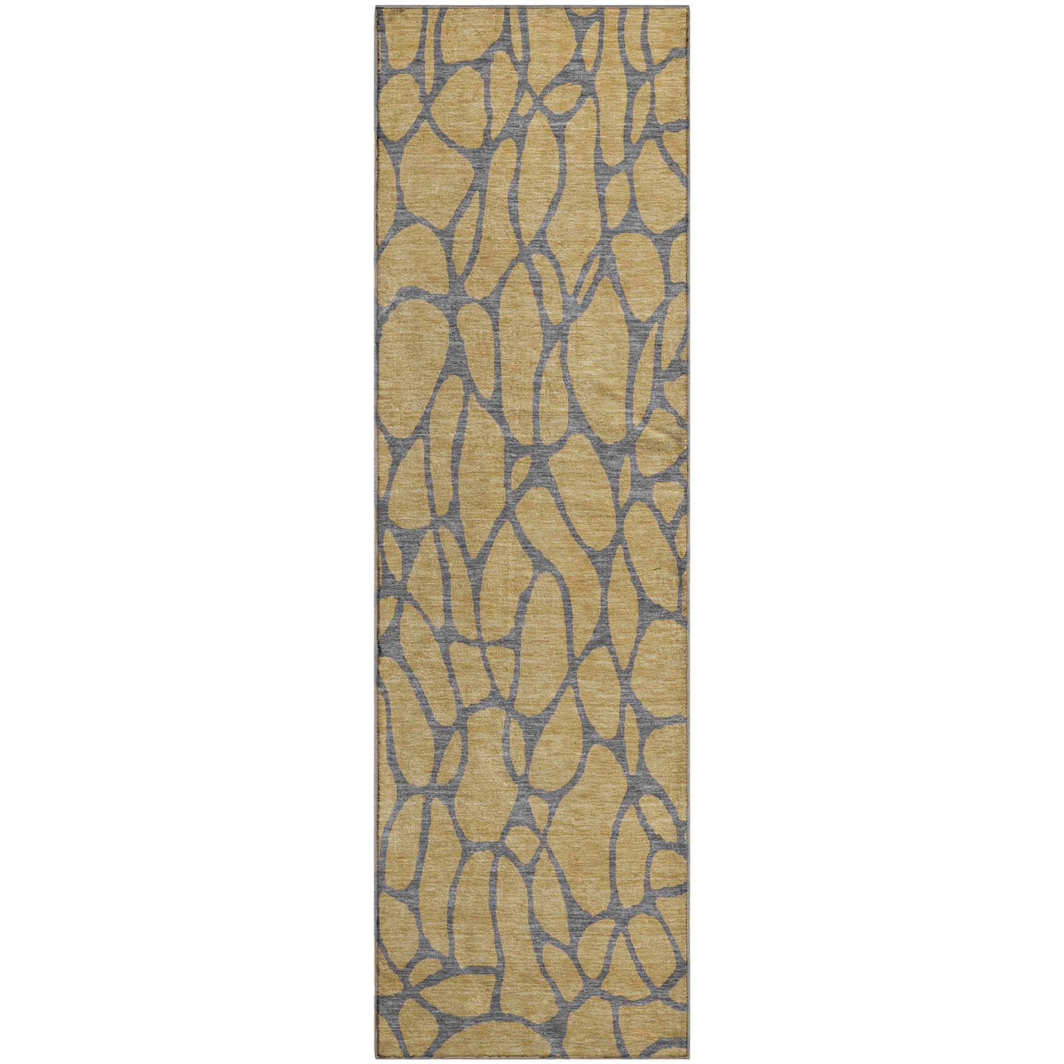 Santorini Machine Washable Transitional Gold Rug 2'3" x 7'6" #shape_Runner