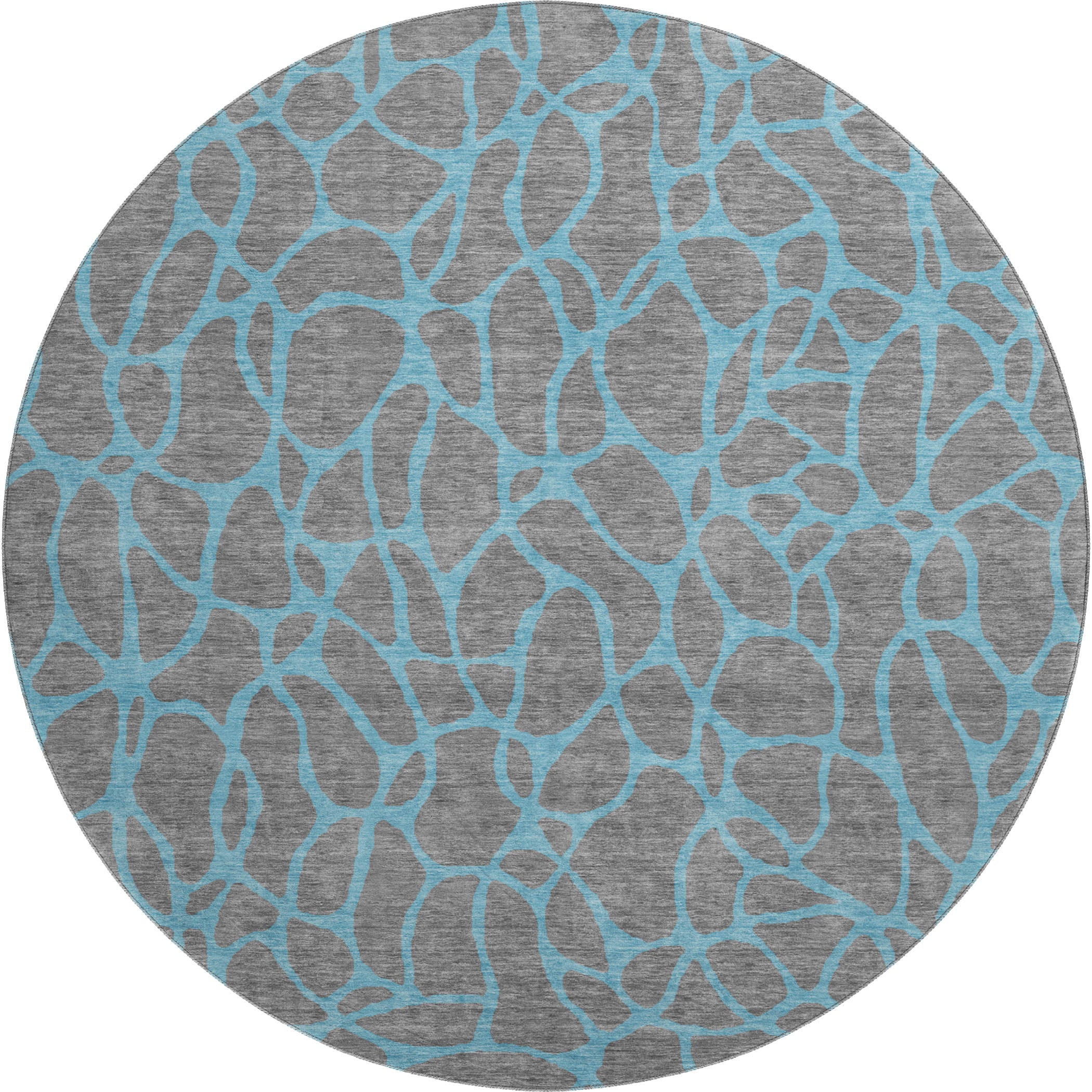Santorini Machine Washable Transitional Gray Rug 8' x 8' #shape_Round