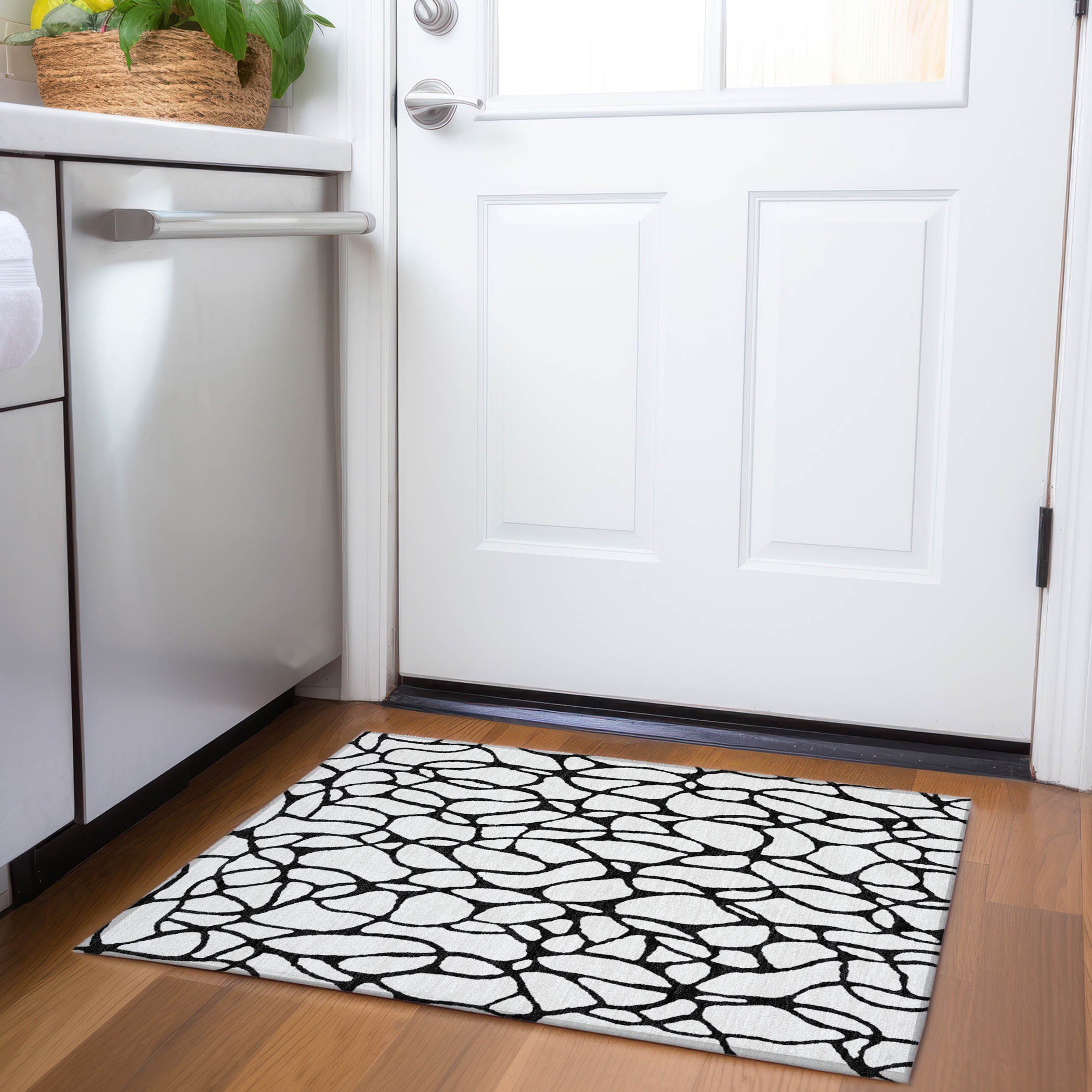 Santorini Machine Washable Transitional Ivory Rug 1'8" x 2'6" #shape_Rectangle