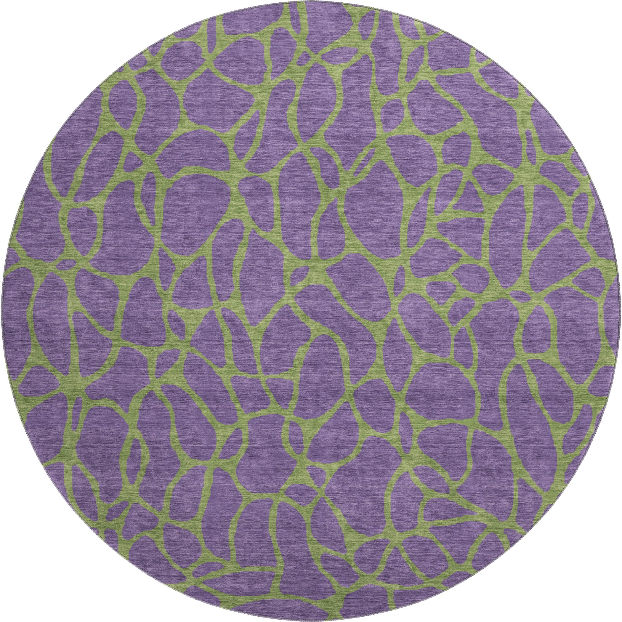 Santorini Machine Washable Transitional Purple Rug 8' x 8' #shape_Round