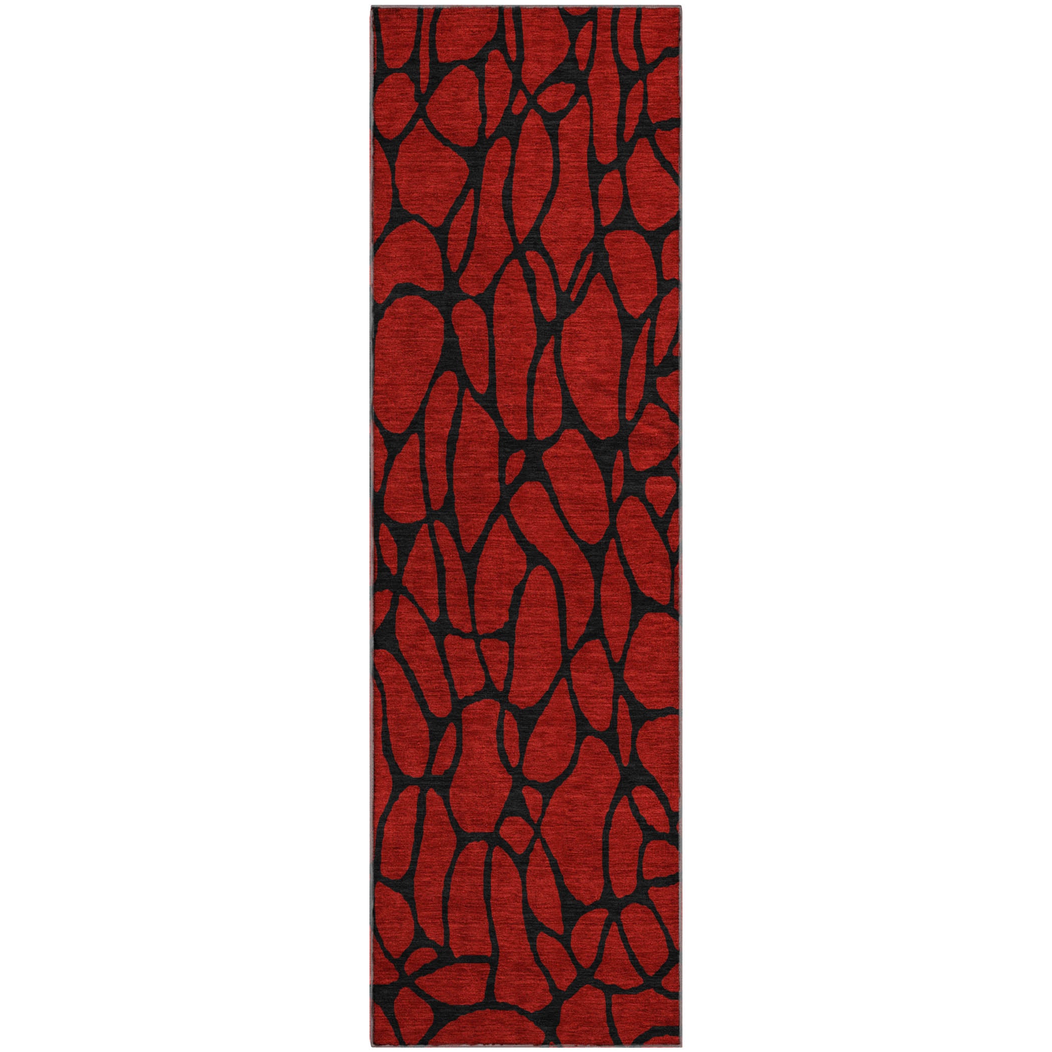 Santorini Machine Washable Transitional Red Rug 2'3" x 7'6" #shape_Runner