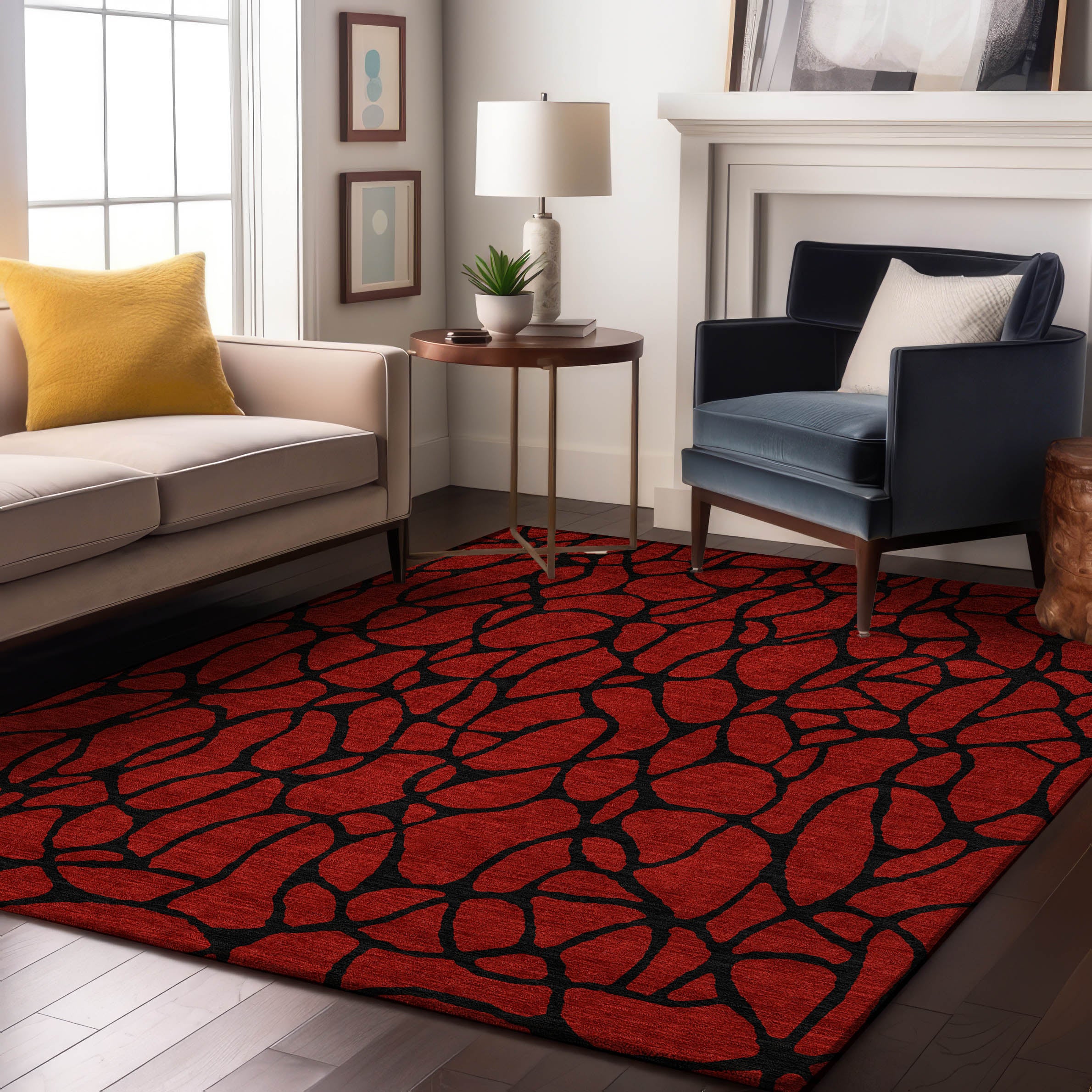 Santorini Machine Washable Transitional Red Rug 2'6" x 3'10" #shape_Rectangle