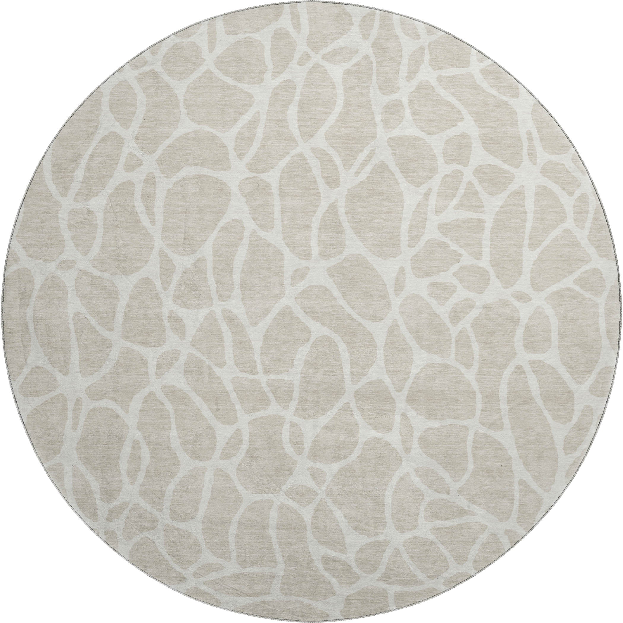 Dublin Machine Washable Transitional Beige Brown Rug 8' x 8' #shape_Round