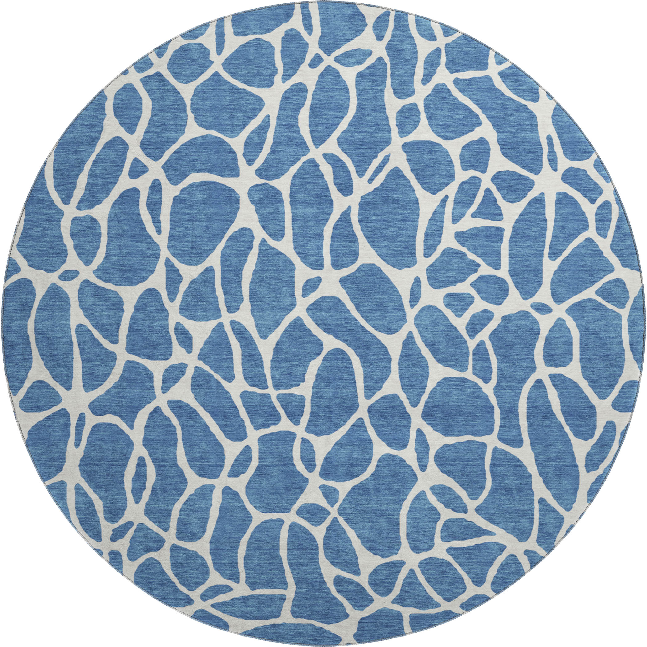 Dublin Machine Washable Transitional Blue Rug 8' x 8' #shape_Round
