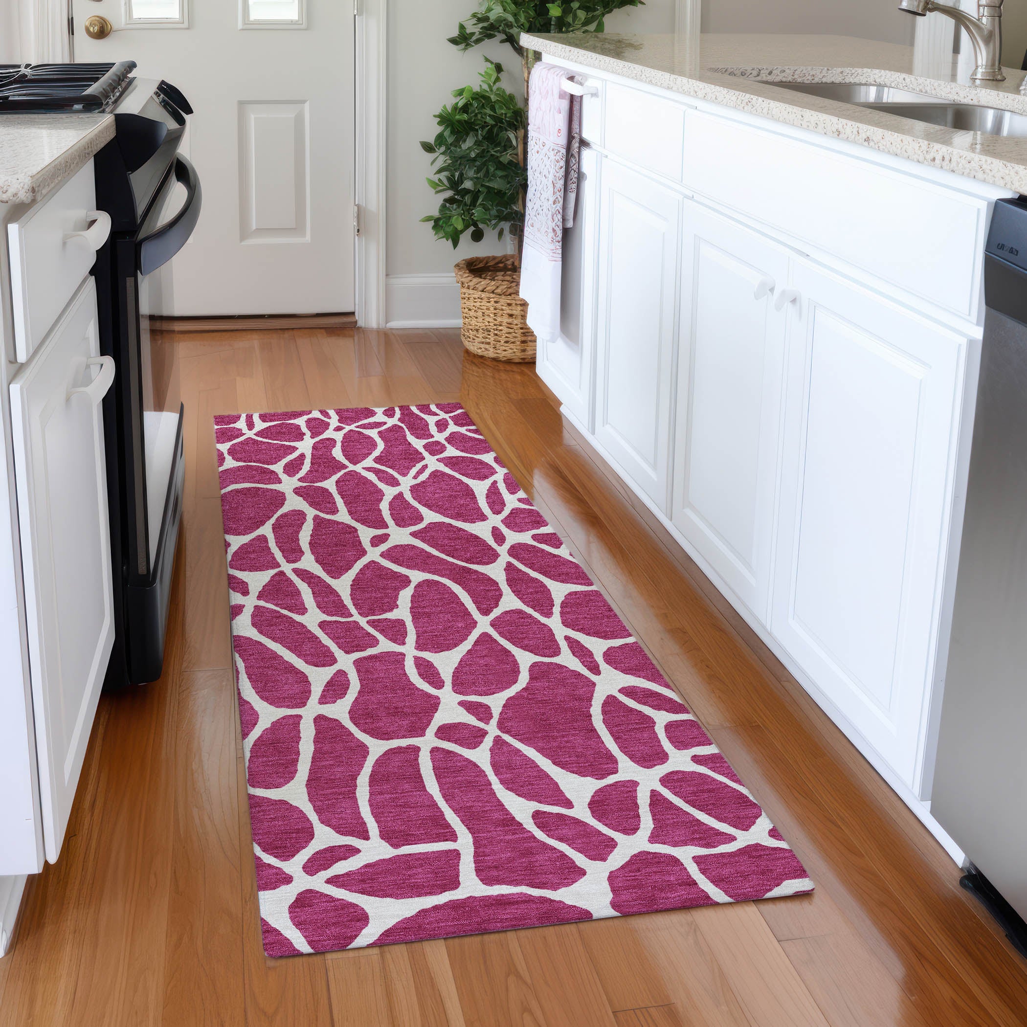Dublin Machine Washable Transitional Blush Pink Rug 2'3" x 7'6" #shape_Runner