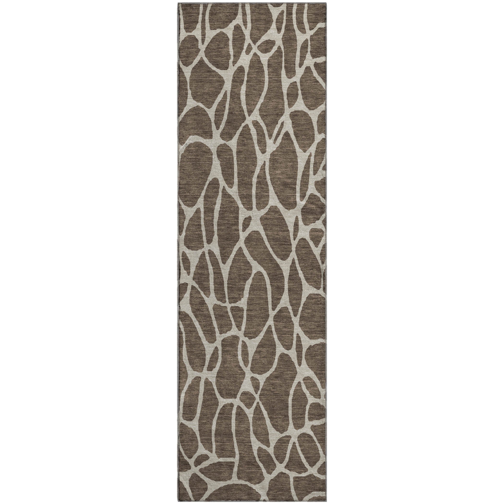 Dublin Machine Washable Transitional Fudge Brown Rug 2'3" x 7'6" #shape_Runner