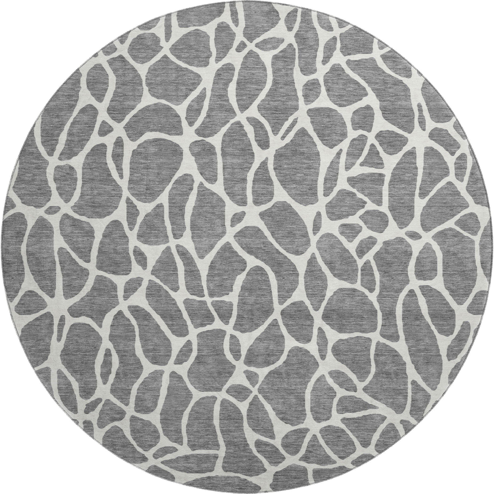 Dublin Machine Washable Transitional Gray Rug 8' x 8' #shape_Round