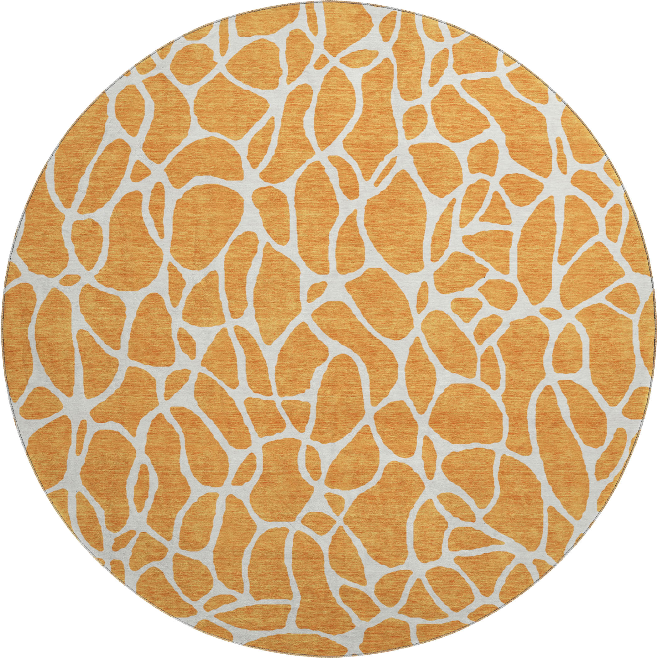 Dublin Machine Washable Transitional Orange Rug 8' x 8' #shape_Round