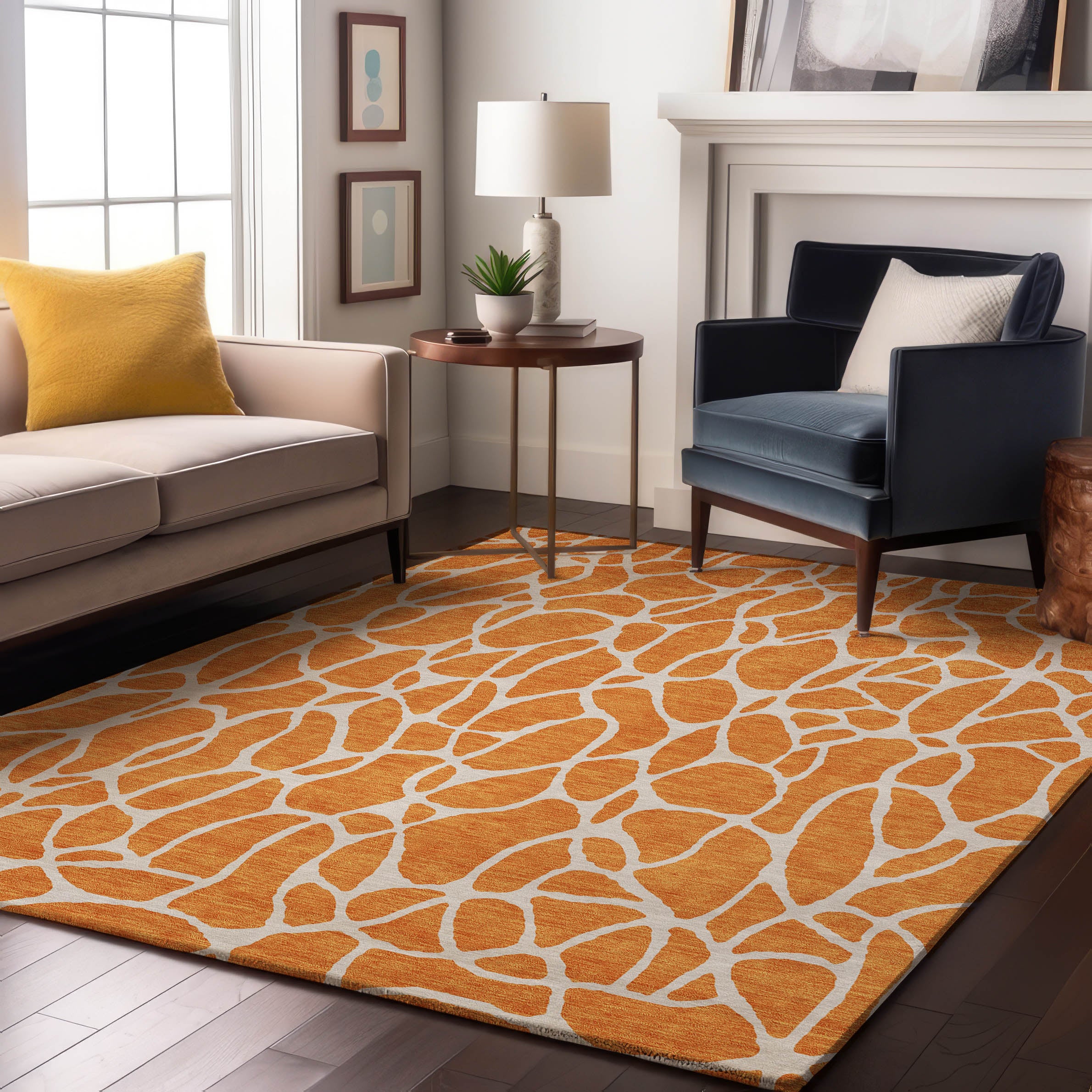 Dublin Machine Washable Transitional Orange Rug 2'6" x 3'10" #shape_Rectangle