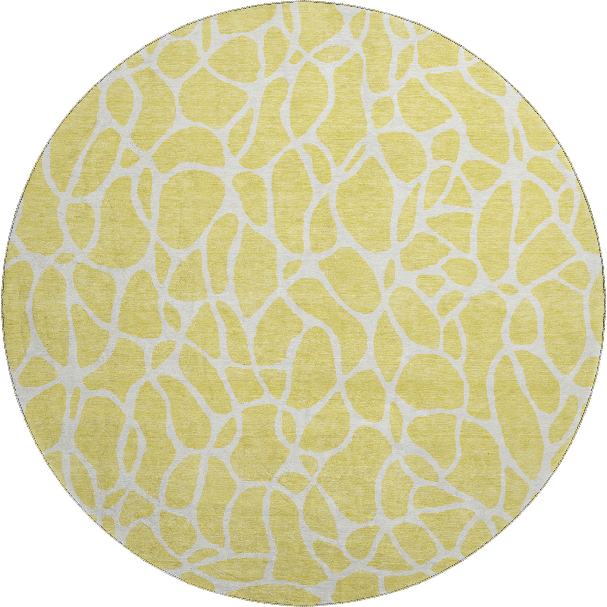 Dublin Machine Washable Transitional Yellow Gold Rug 8' x 8' #shape_Round