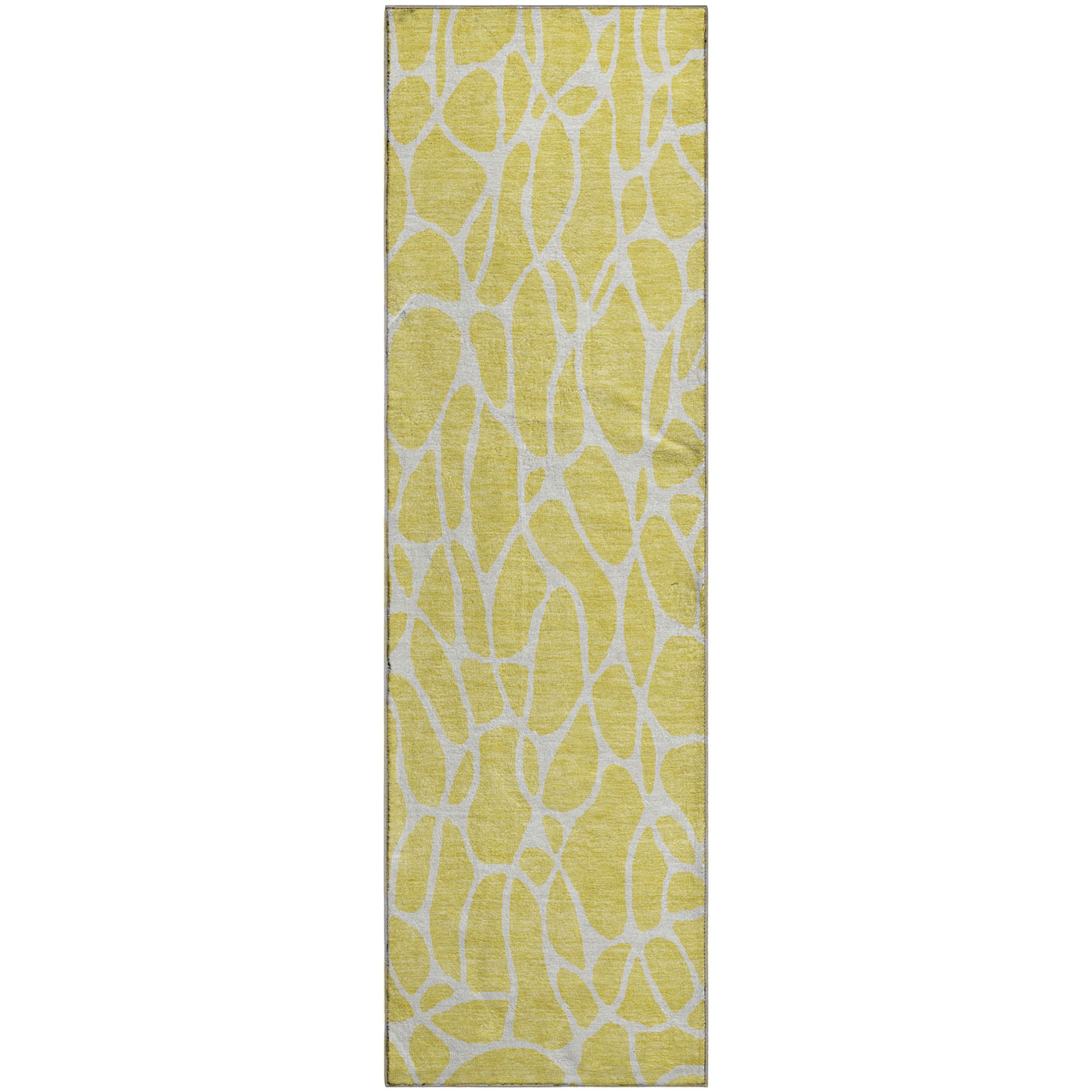 Dublin Machine Washable Transitional Yellow Gold Rug 2'3" x 7'6" #shape_Runner